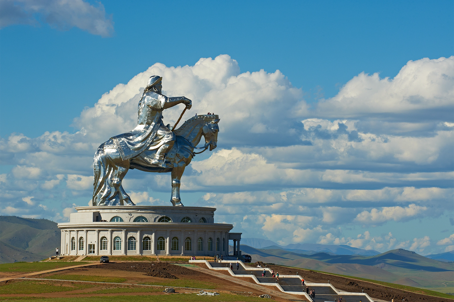 Giant silver statue of Genghis Khan