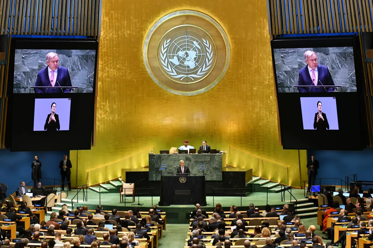 Antonio Guterres speaks during Summit of the Future