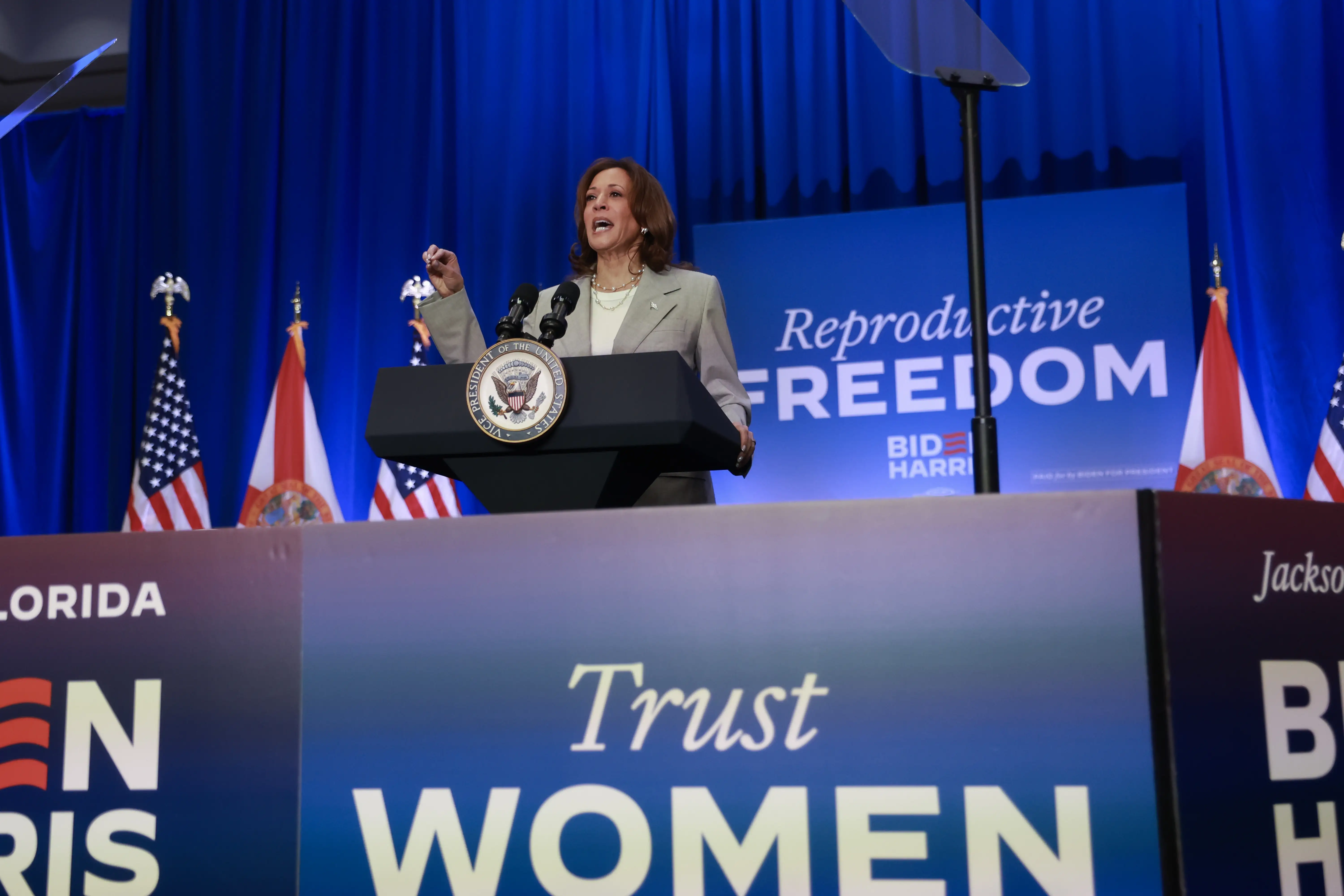 Kamala Harris speaks about Florida’s new 6-week abortion ban