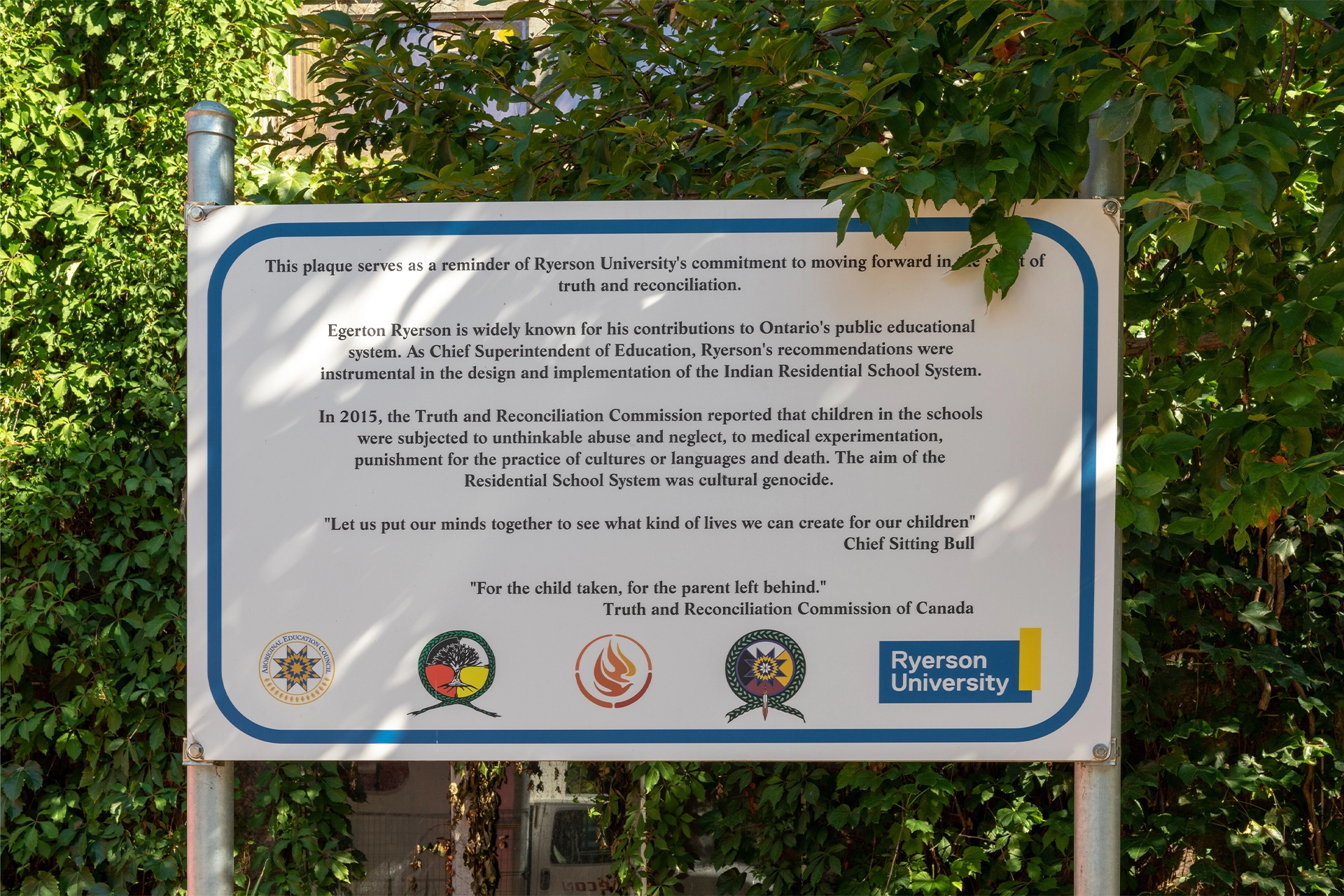 A reconciliation sign at Ryerson University