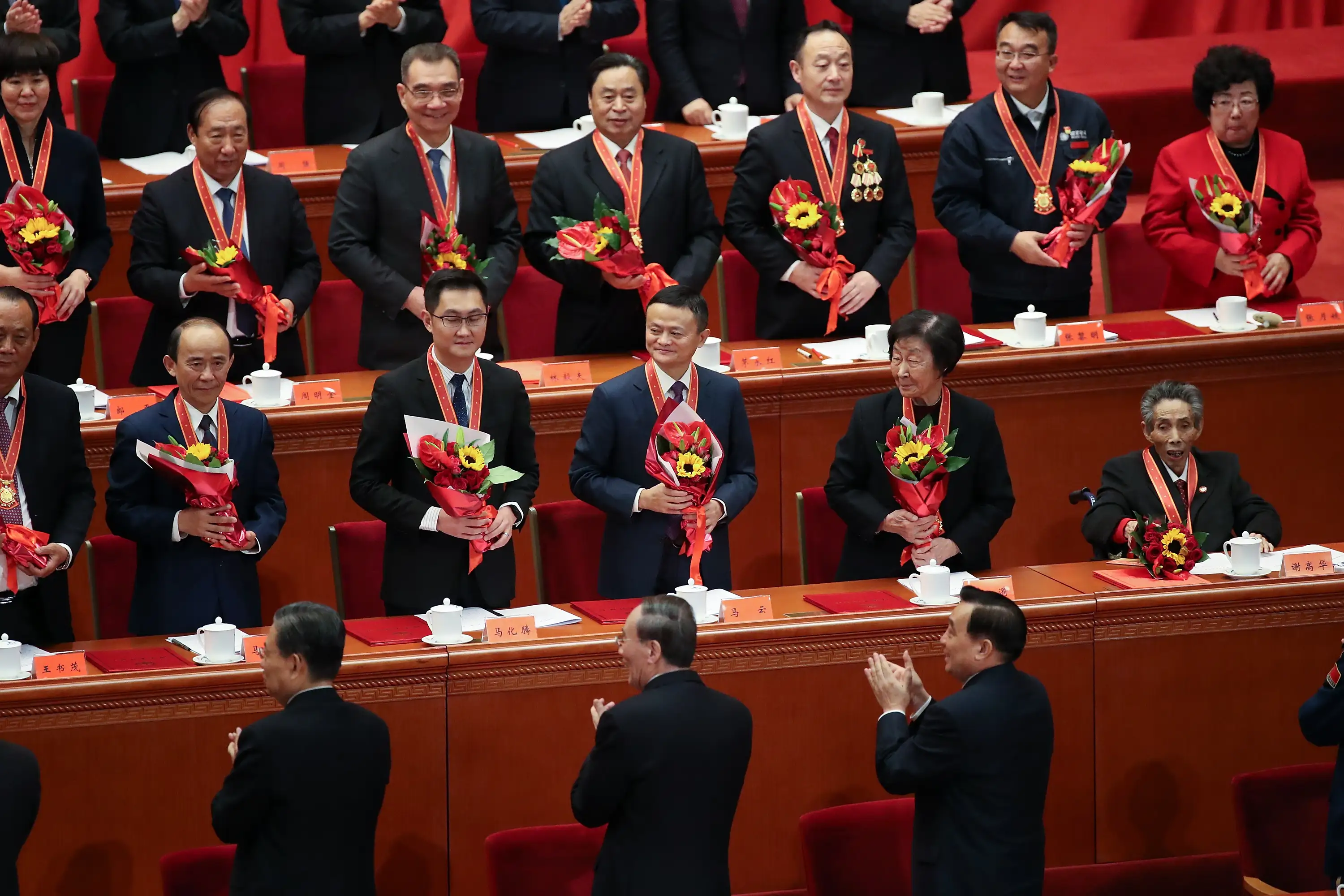 Jack Ma, business and founder of Alibaba and other invitees at the 40th Anniversary of Reform and Opening Up  at The Great Hall Of The People in Beijing
