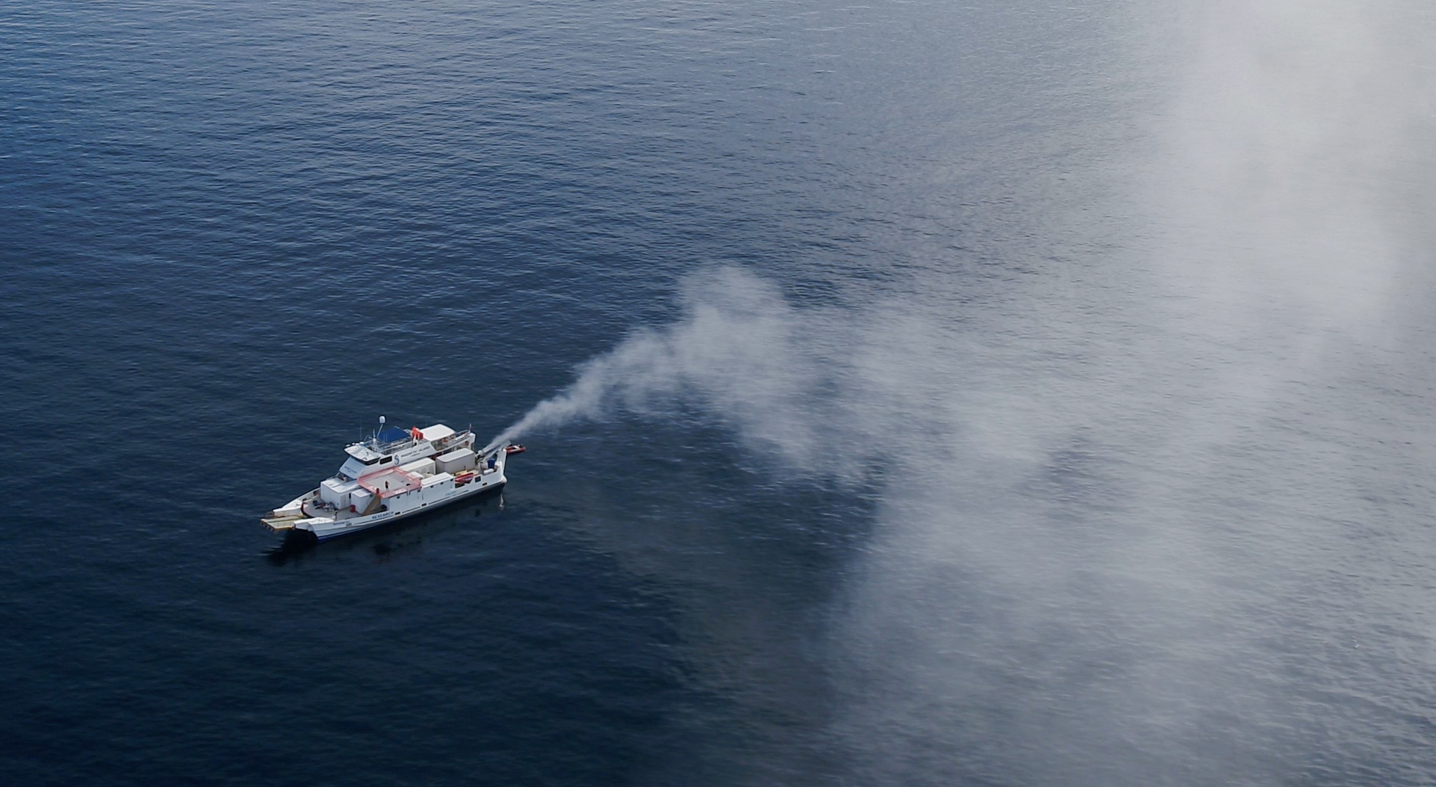 cloud seeding ship spraying water