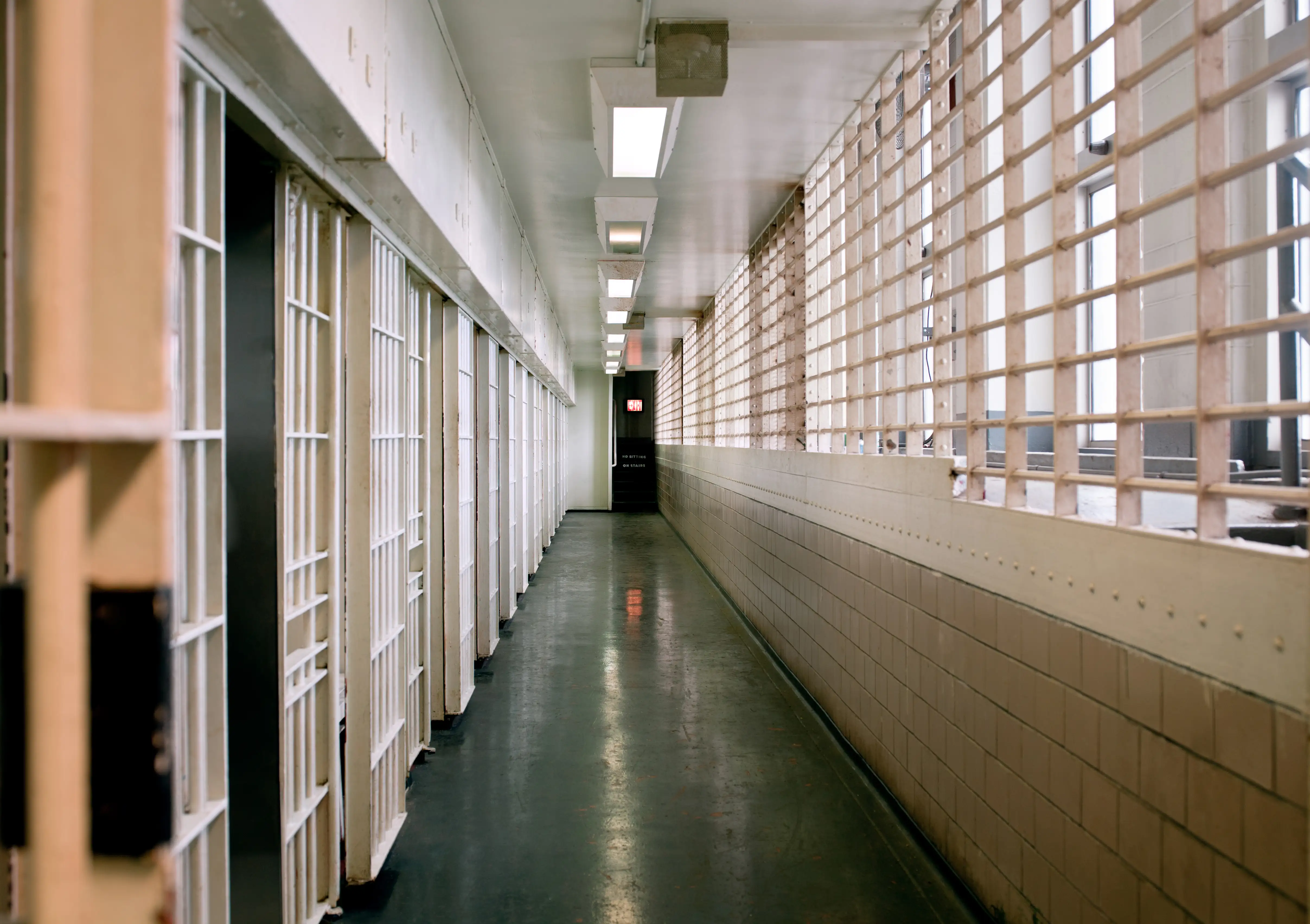View of empty corridor in prison