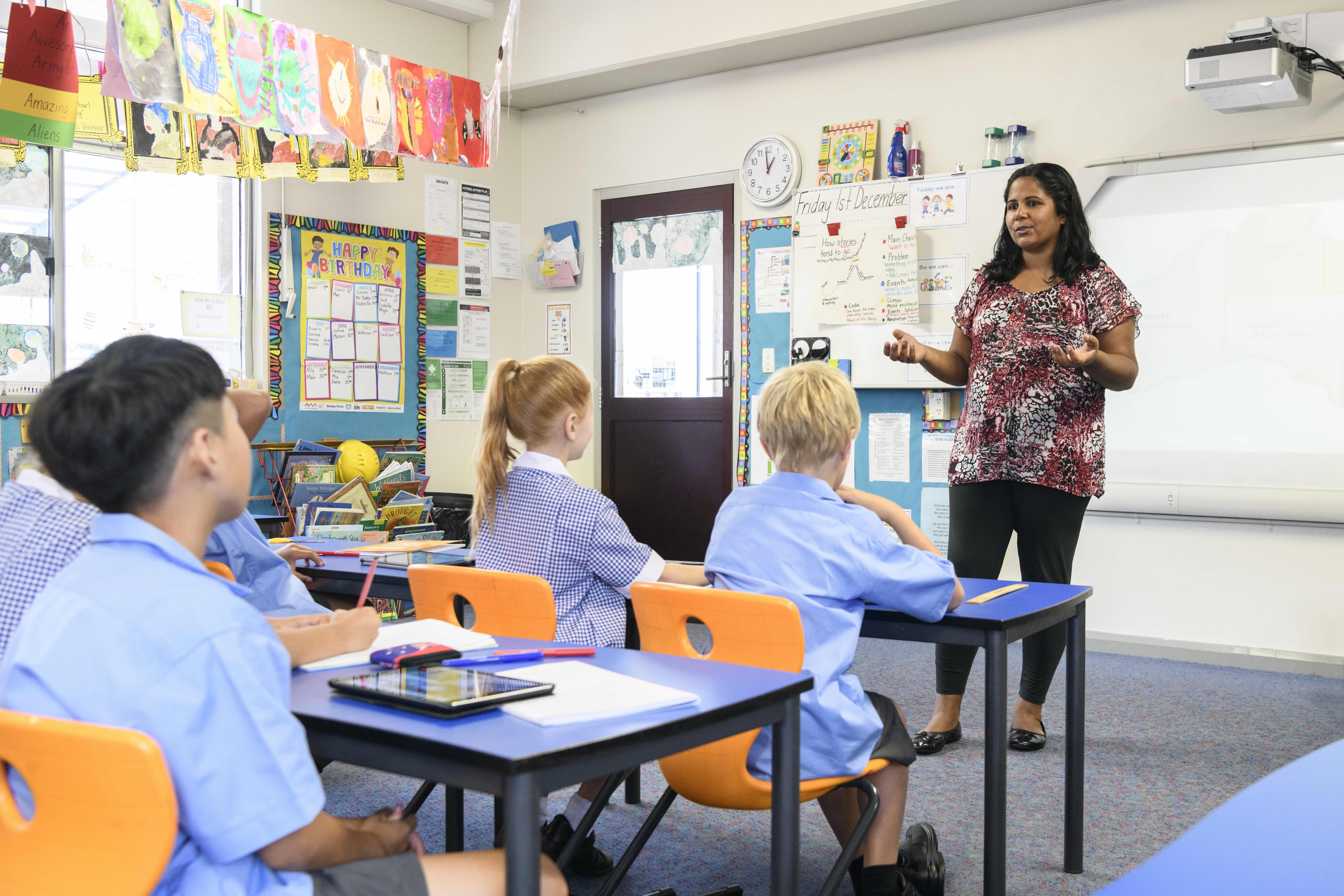 Teacher at front classroom