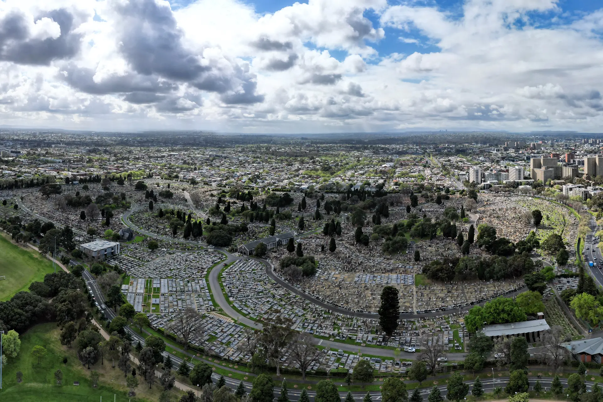Melbourne General Cemetery from above