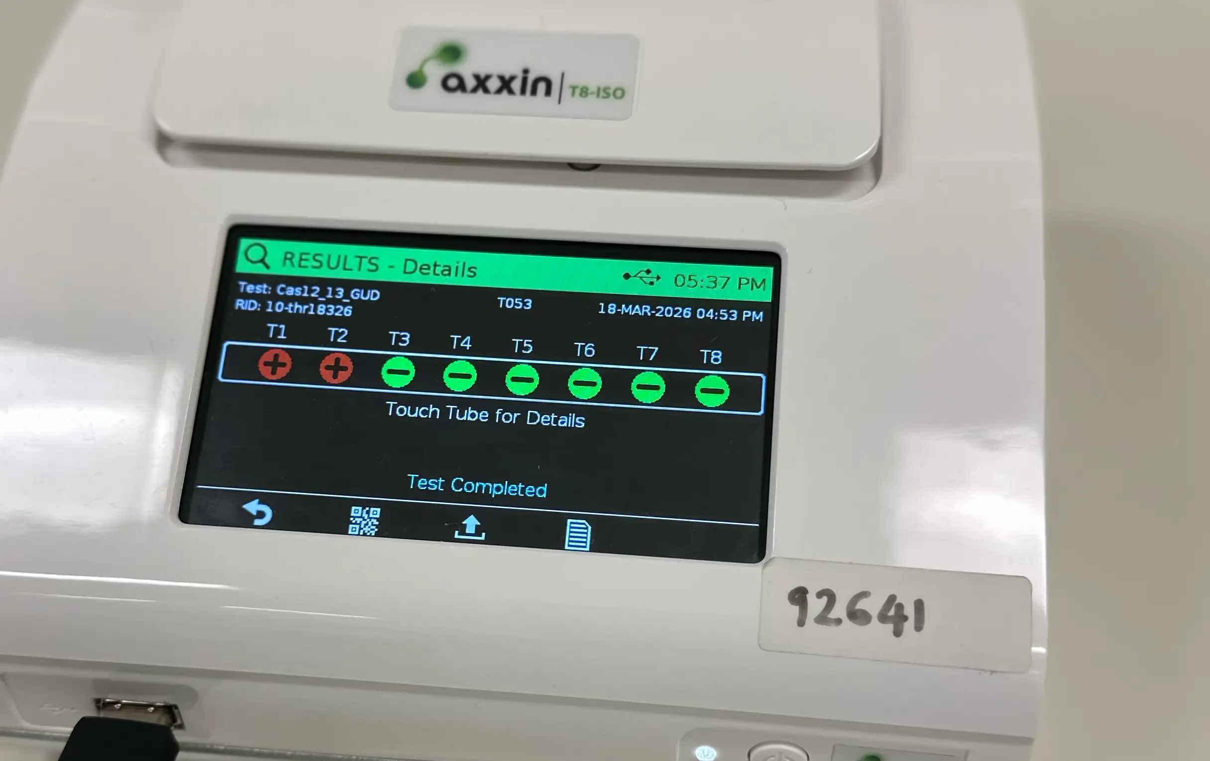 The results screen on the CRISPR tech