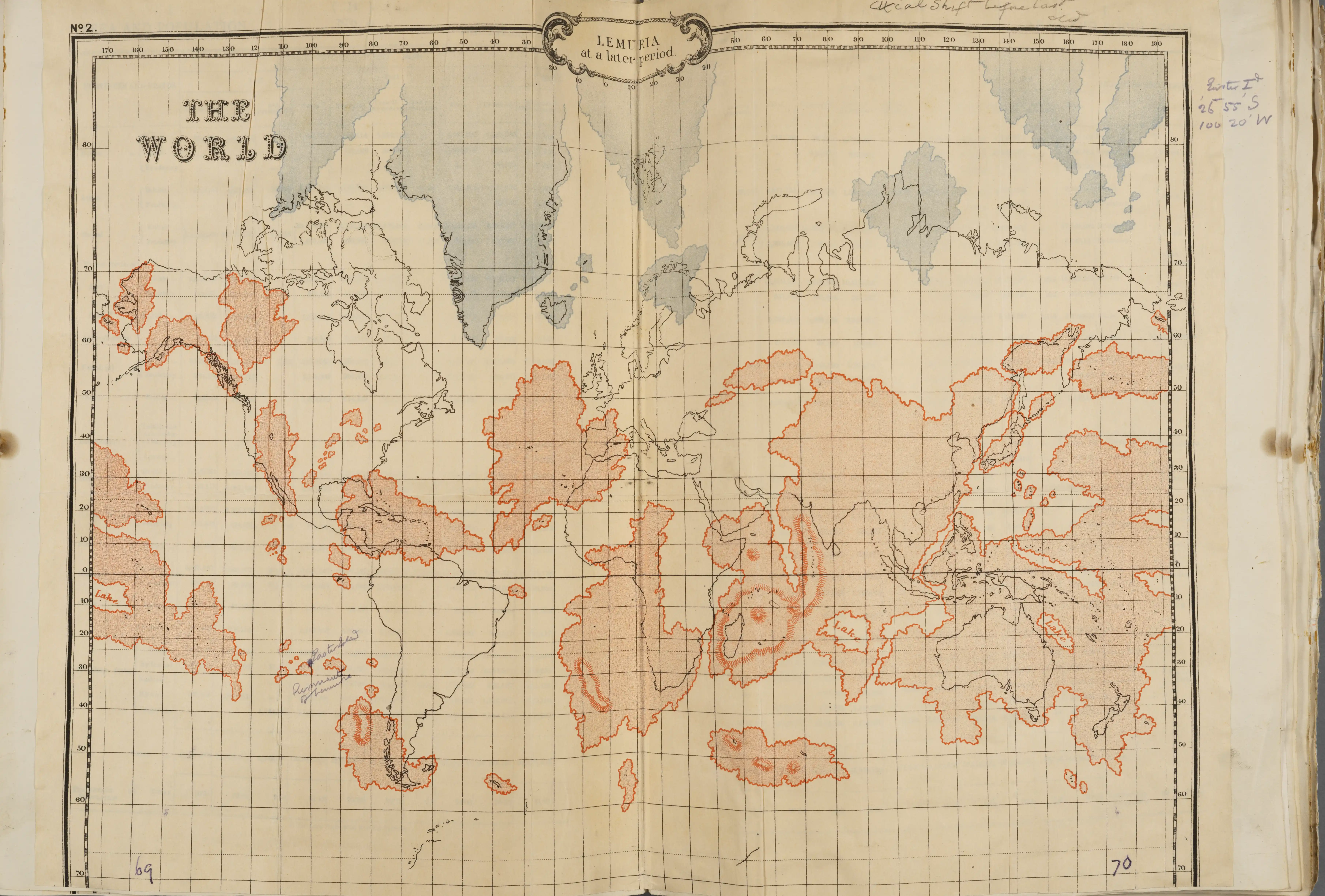 A book with a map illustrating where Lemuria stretched from and to.