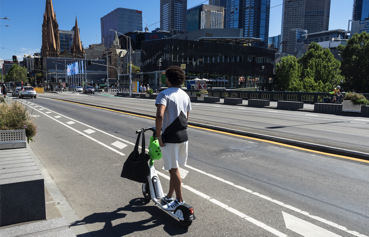 Young male on scooter