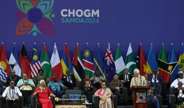 Britain's King Charles III delivers a speech during the opening ceremony for the Commonwealth Heads of Government Meeting (CHOGM)