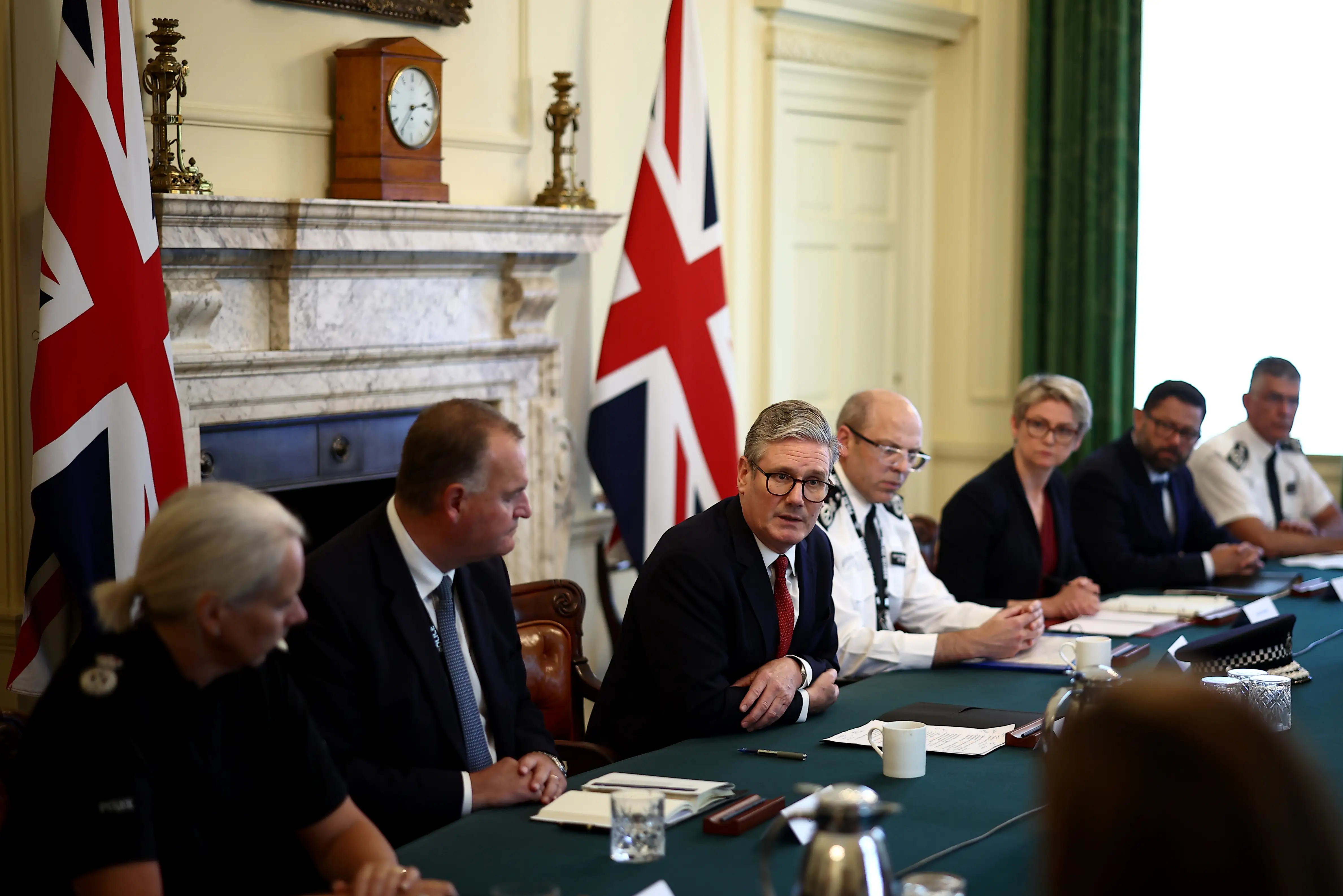 Britain's Prime Minister Keir Starmer holds a meeting to discuss clashes following the Southport stabbing