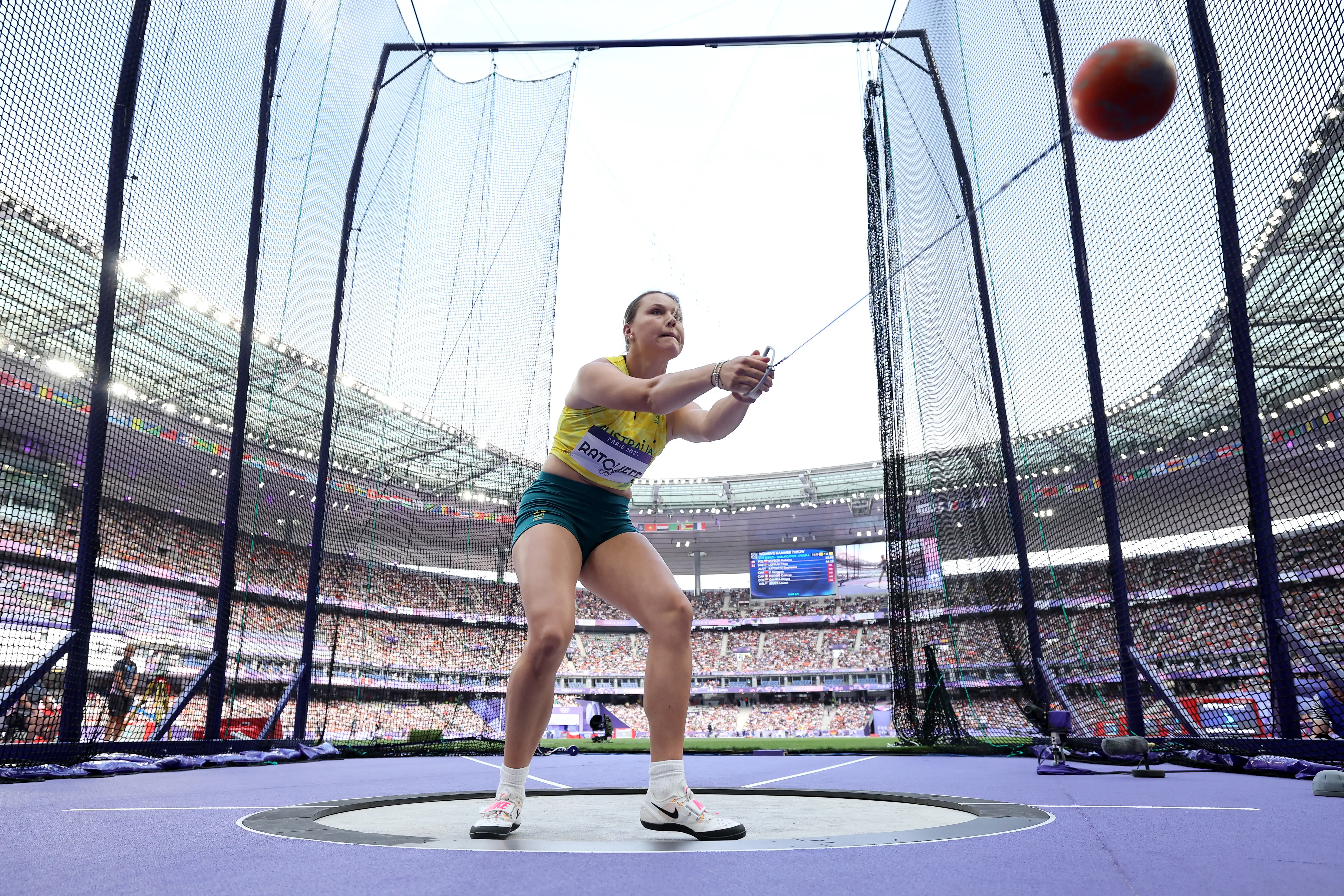 Stephanie Ratcliffe of Team Australia competes during the Women's Hammer Throw