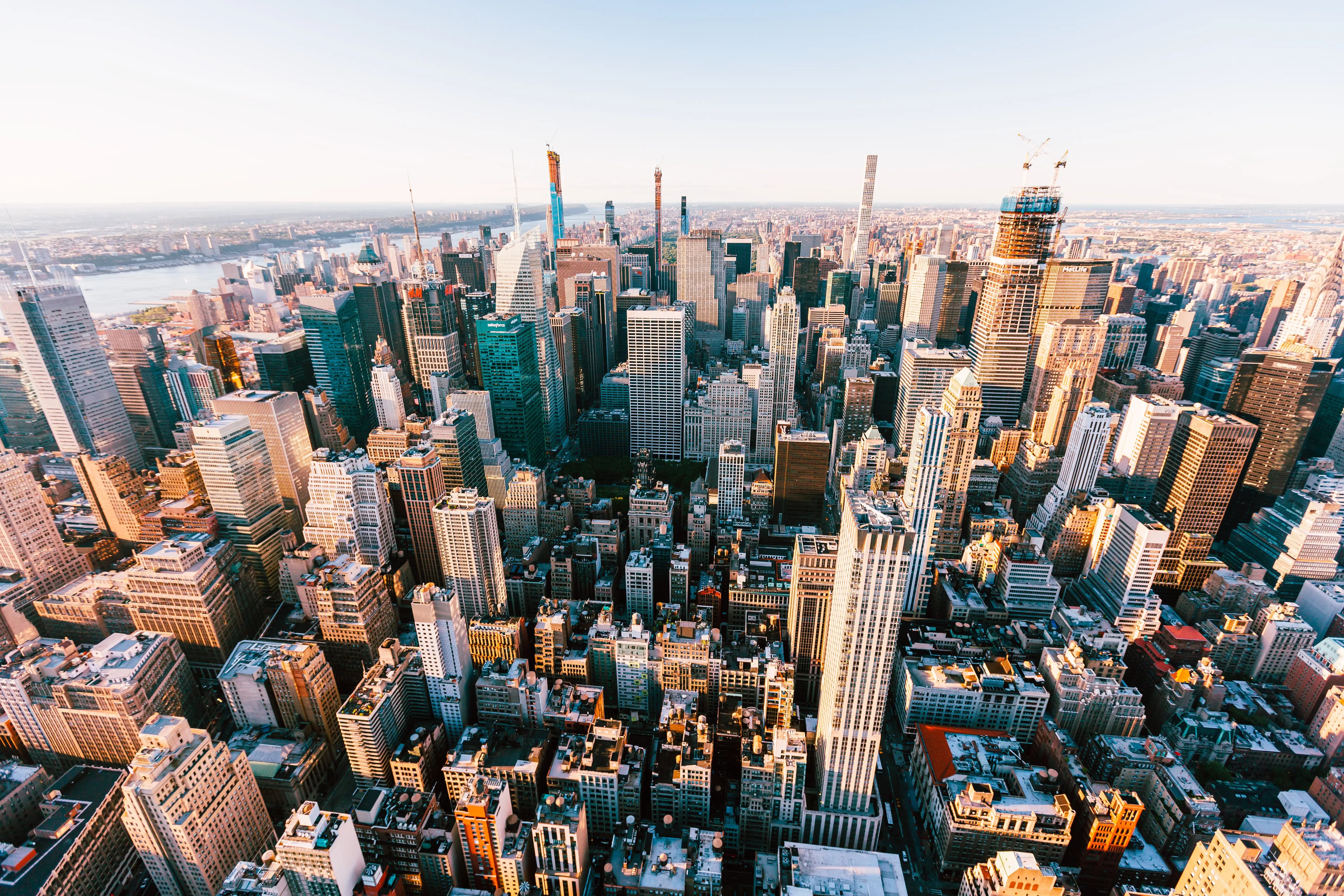 Panoramic aerial view of New York skyline