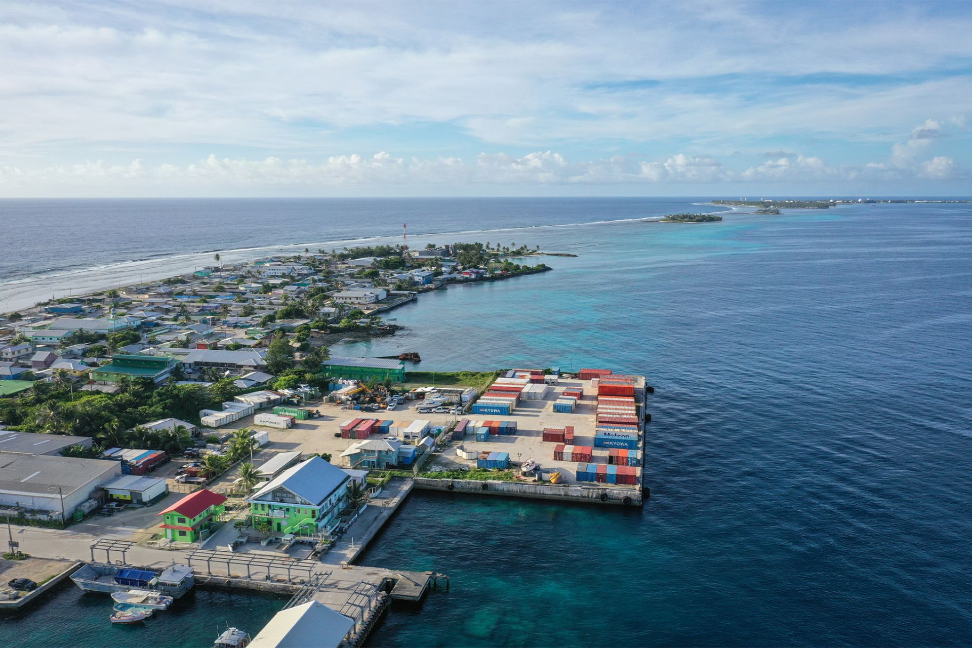 Low lying pacific island from above