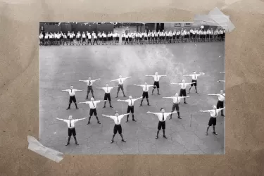 Young boys exercising at school