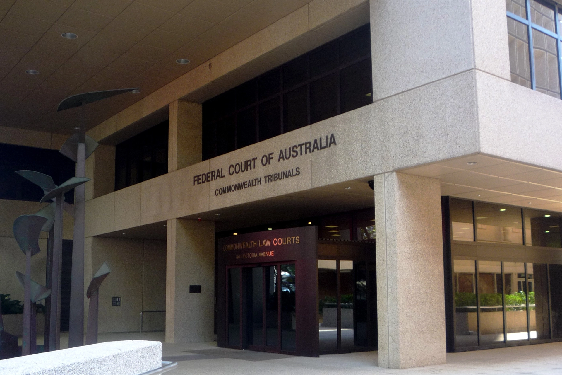 Front of a building with Federal Court of Australia on the wall