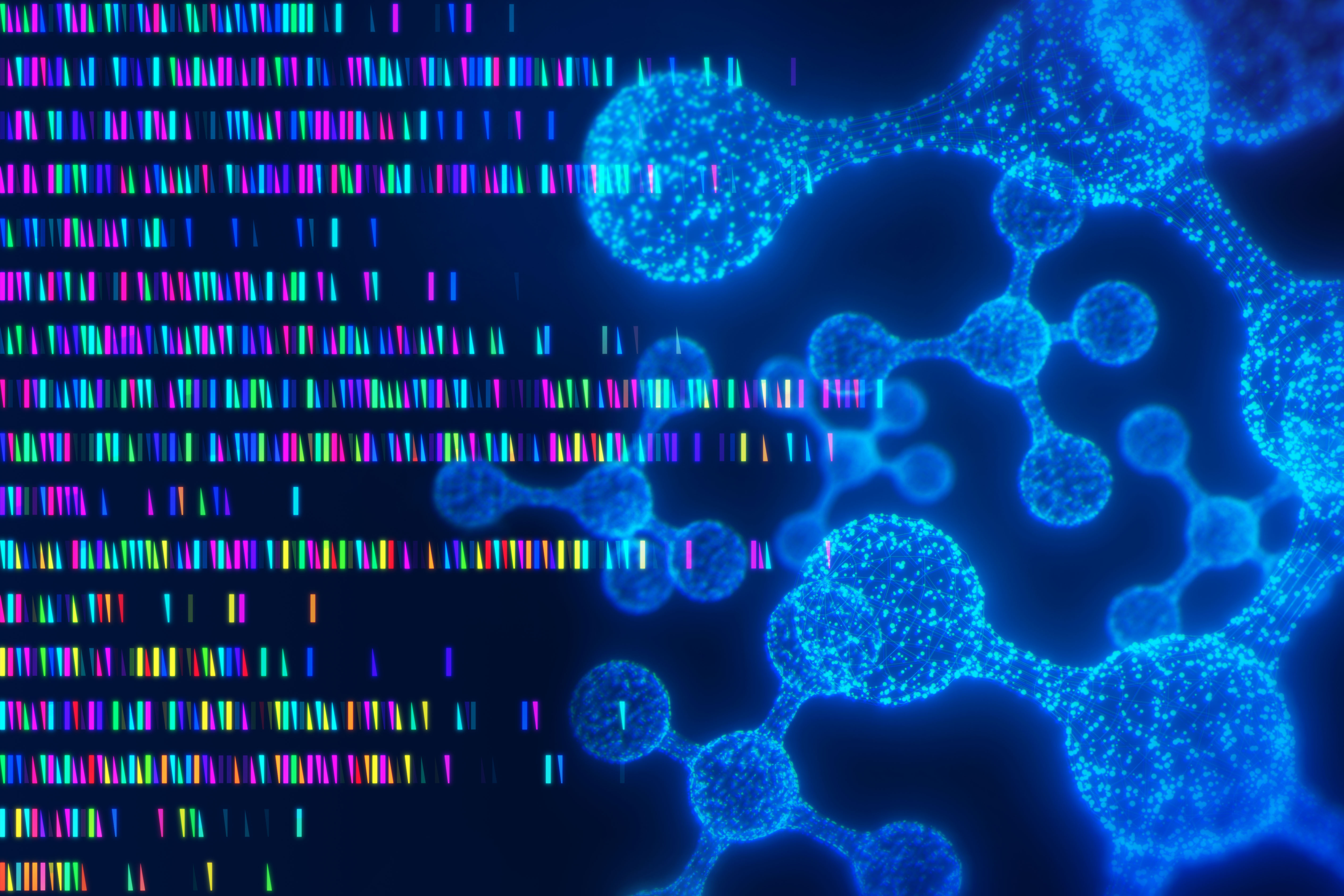 DNA sequencing and molecule graphic