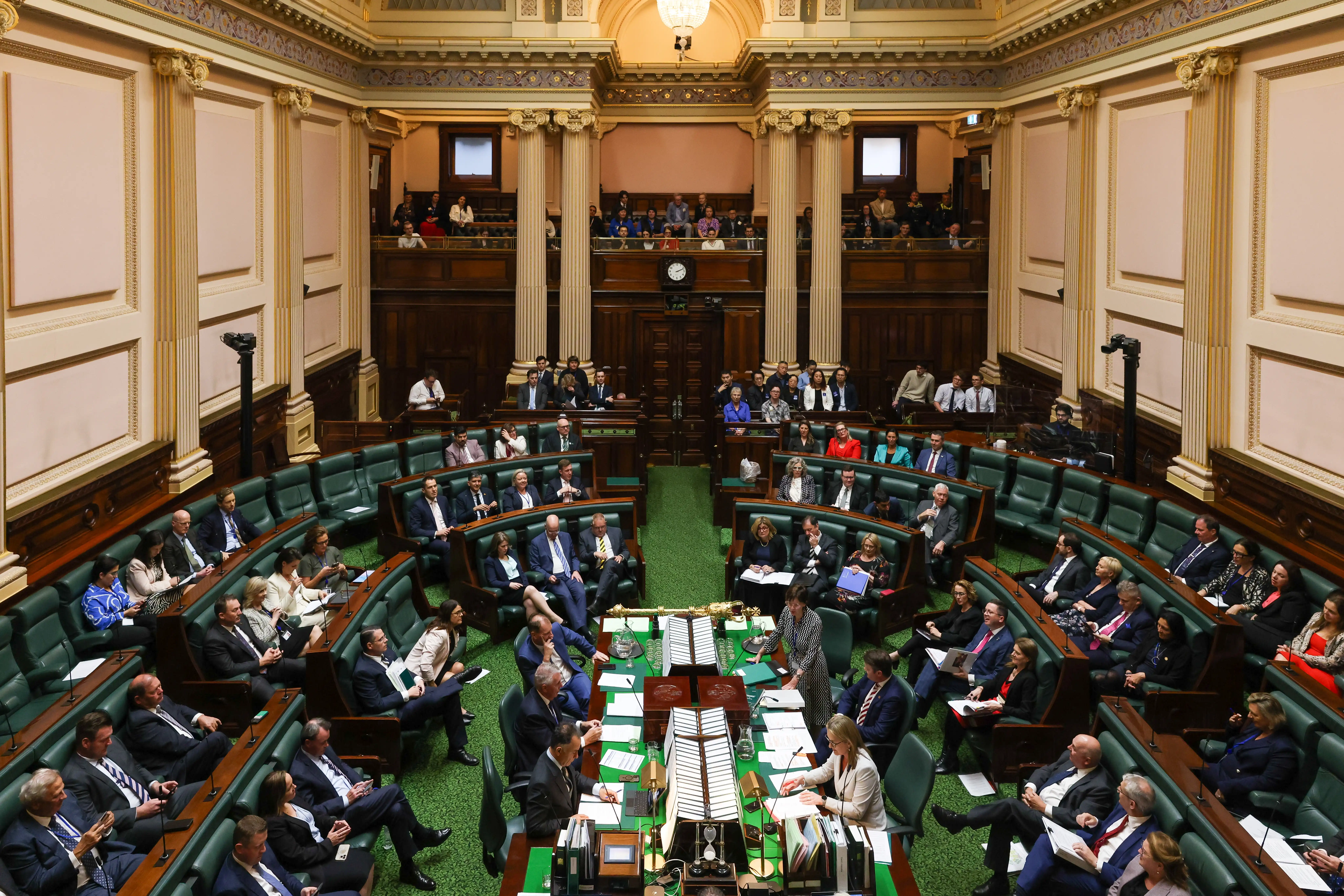 Arial view within Victorian Parliament house during question time