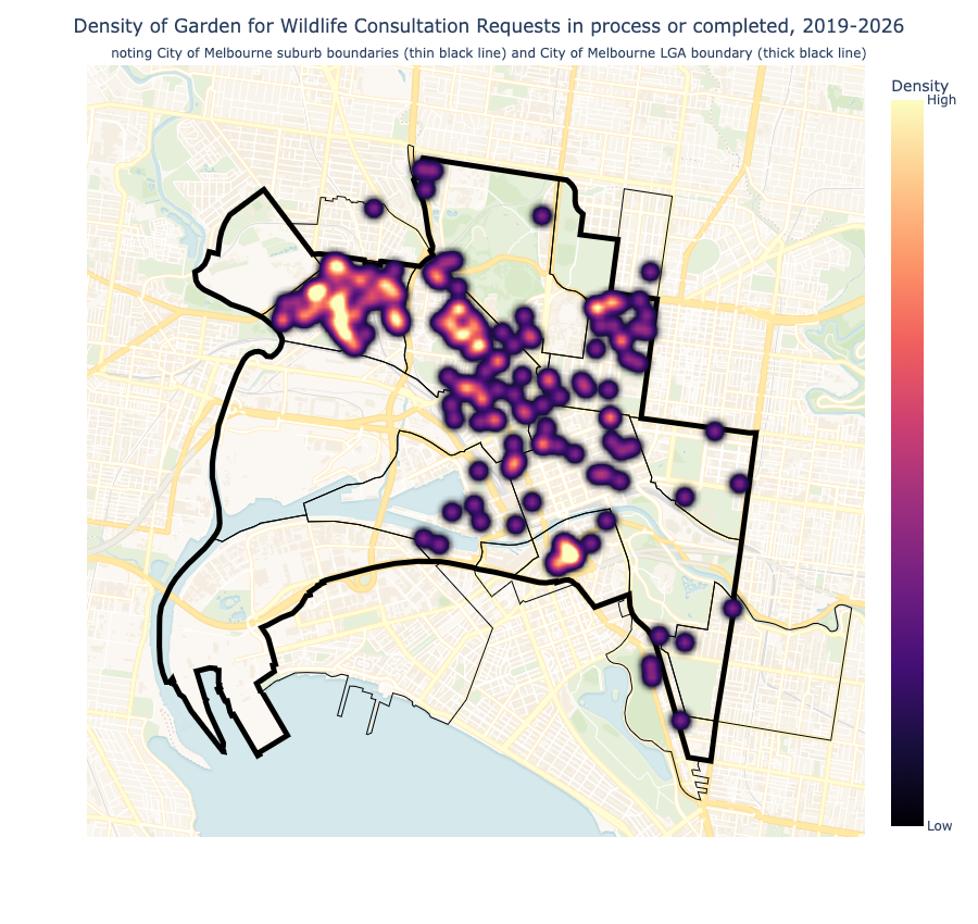 A heatmap of Melbourne gardens