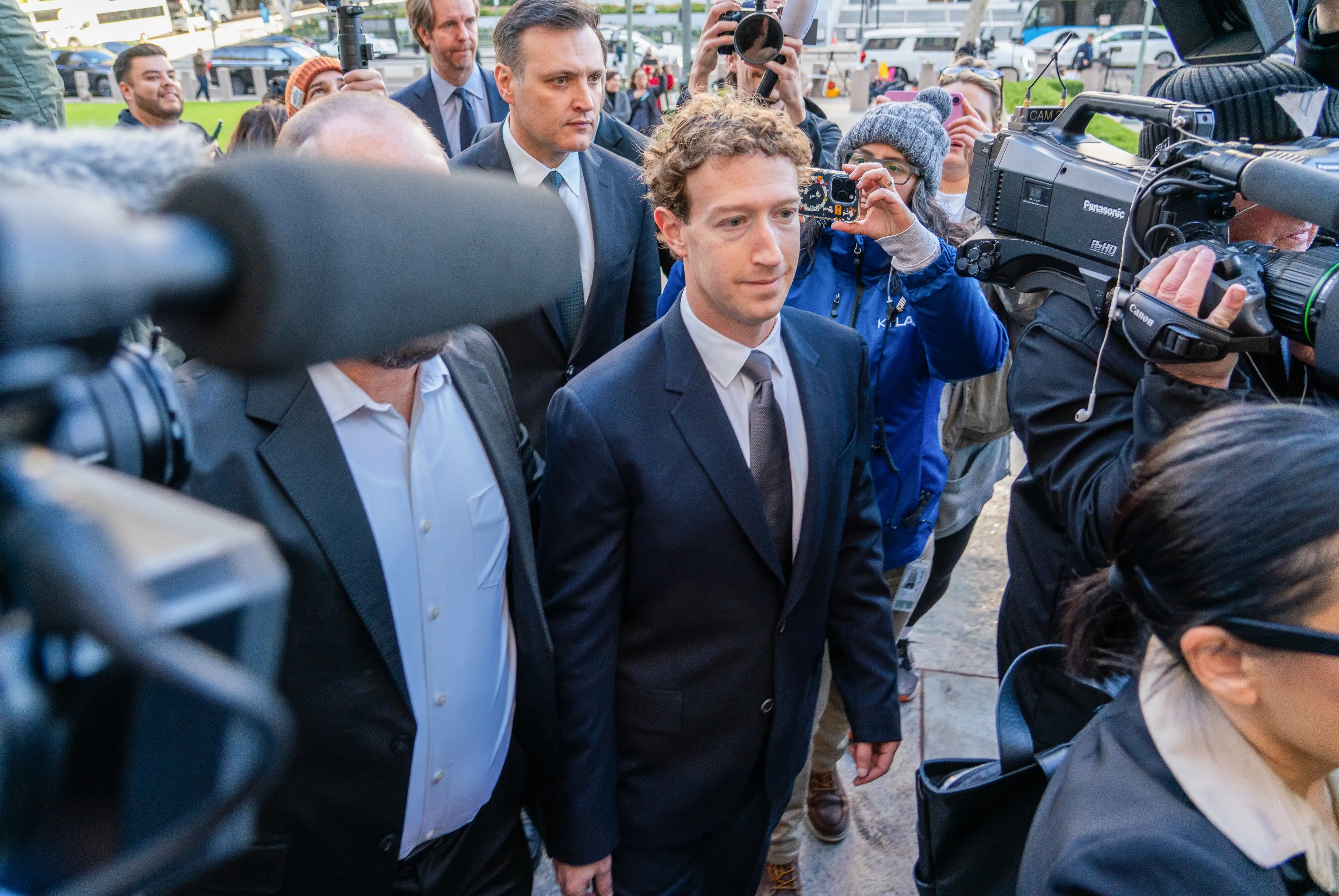 Mark Zuckerberg, chief executive officer of Meta Platforms Inc., arrives at Los Angeles Superior Court in February.