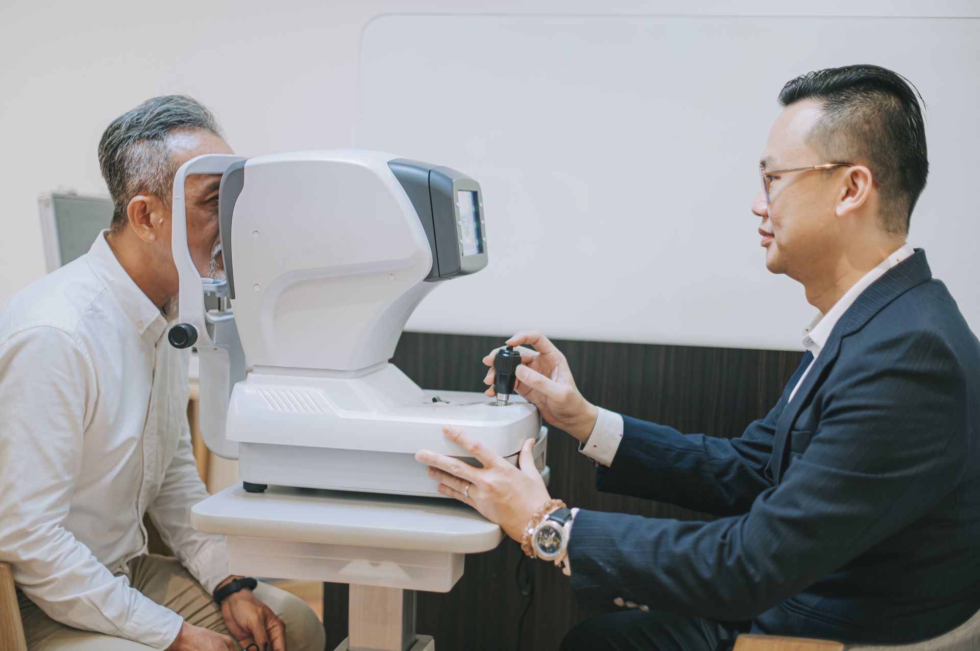 Older man in eye exam