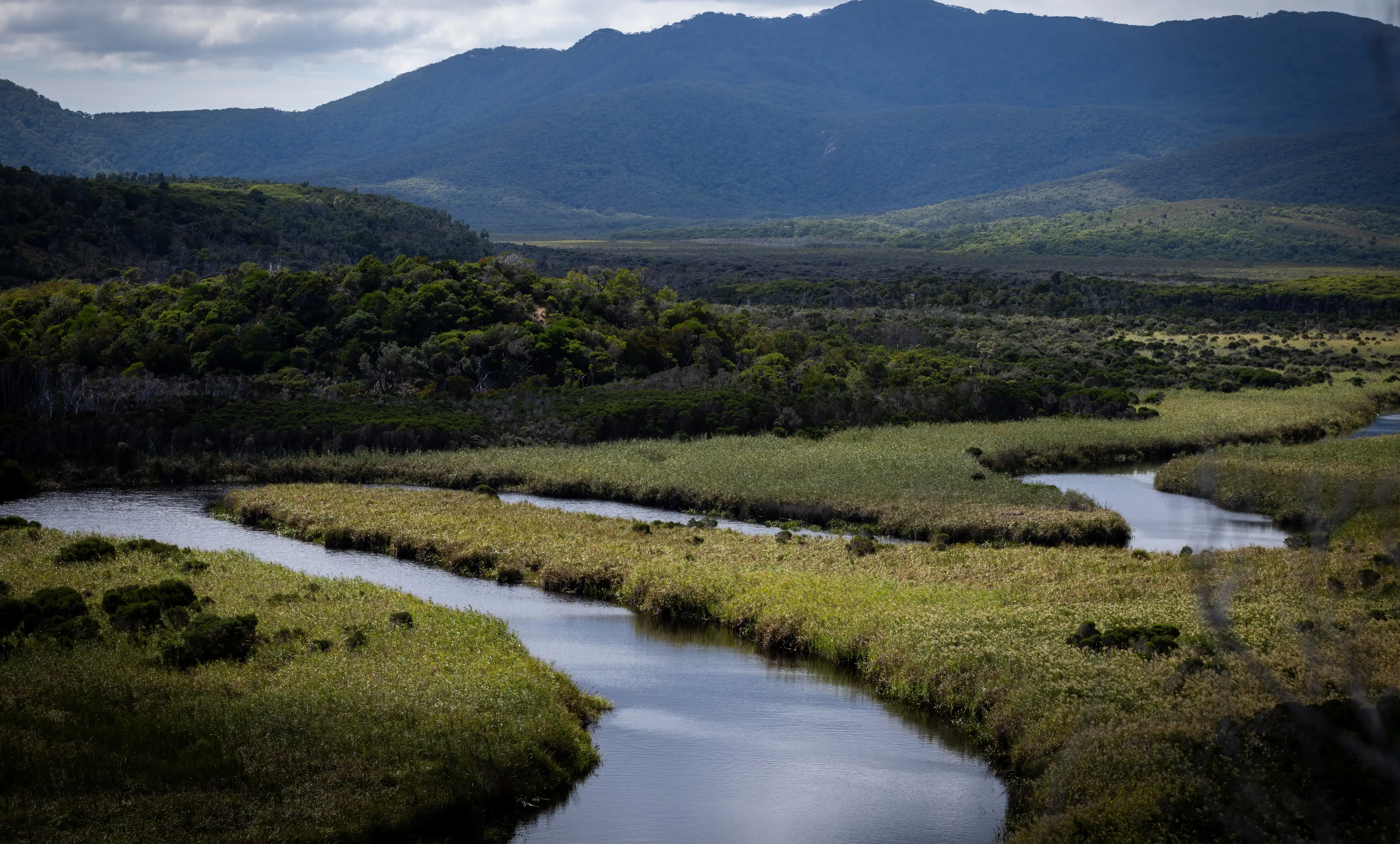 A landscape shot of Darby River and Swamp, Wilsons Promontory, Victoria, Australia