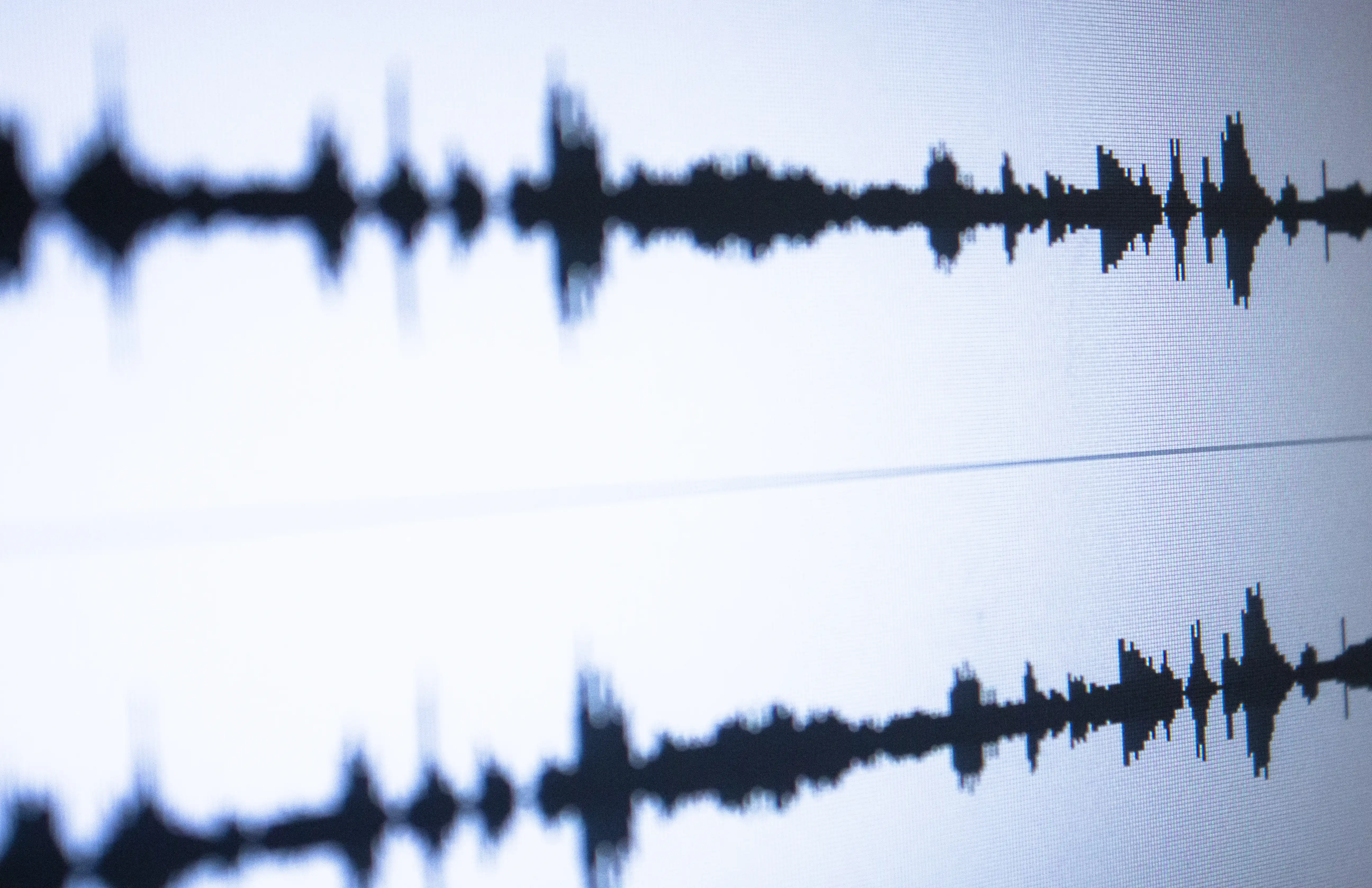 Recorded sound waves on a computer screen