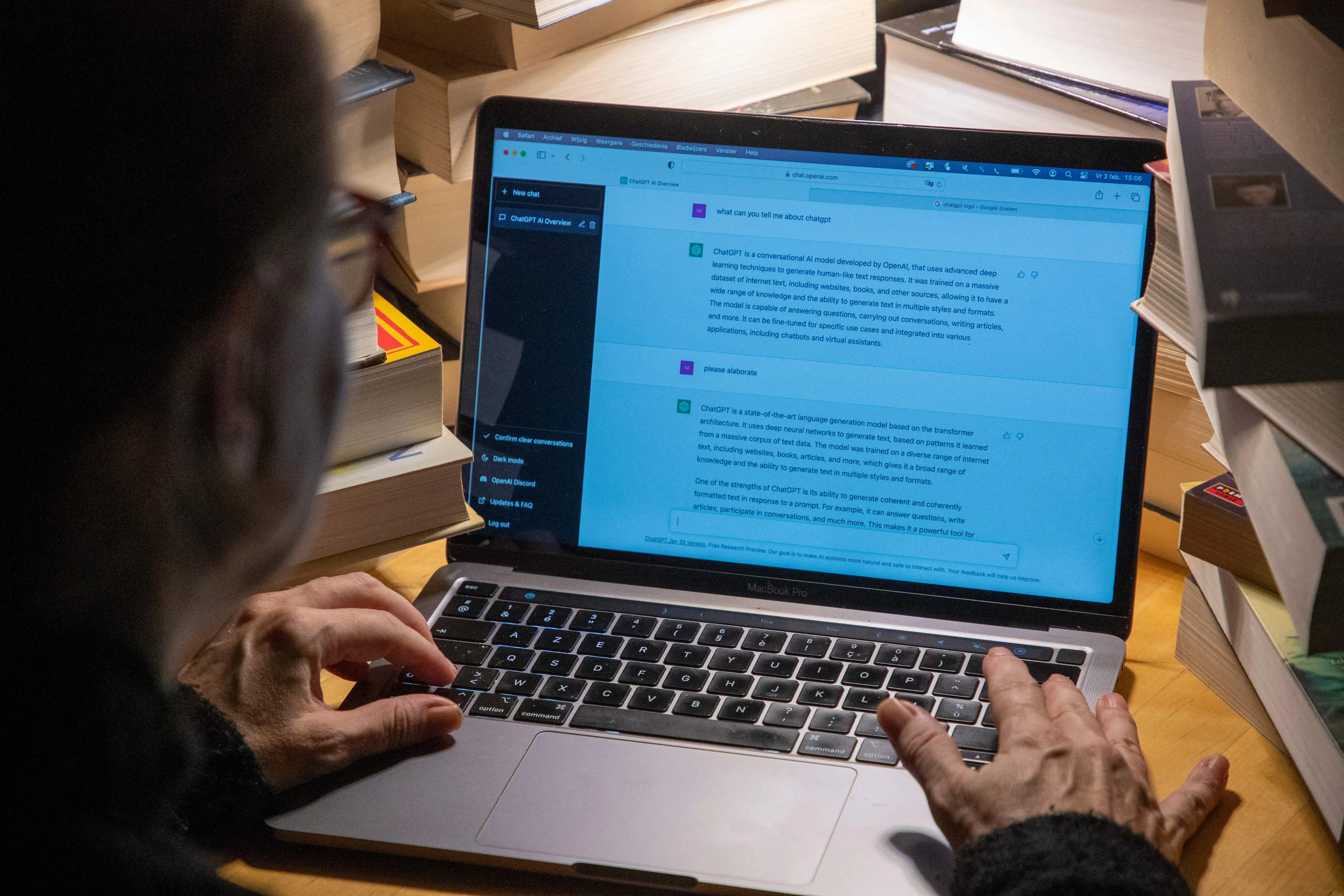 A man writing a prompt in ChatGPT