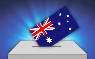 Graphic of an Australian flag going into a ballot box