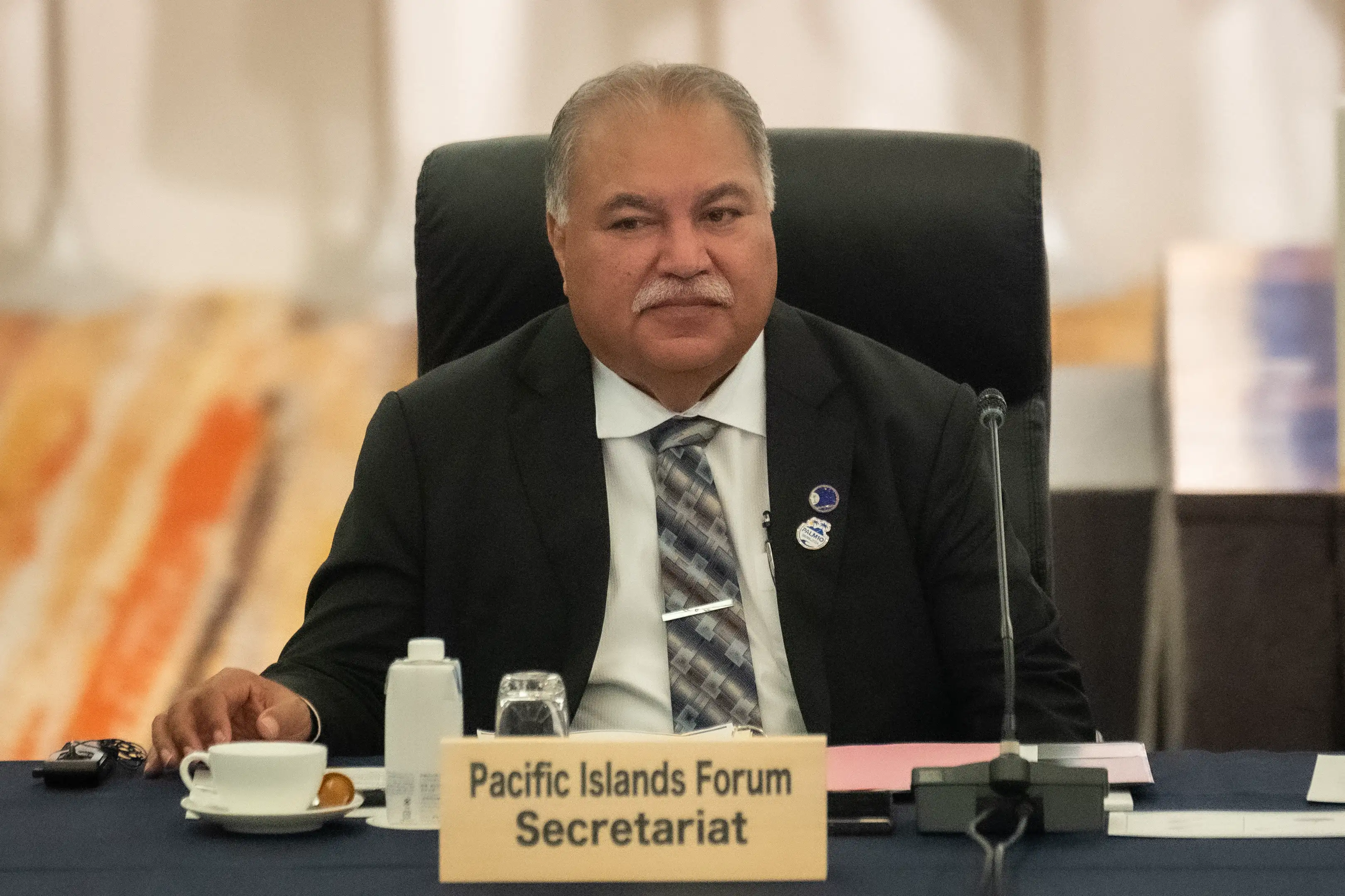 Secretary General of the Pacific Islands Forum Baron Waqa attends the opening session of the 10th Pacific Islands Leaders Meeting 