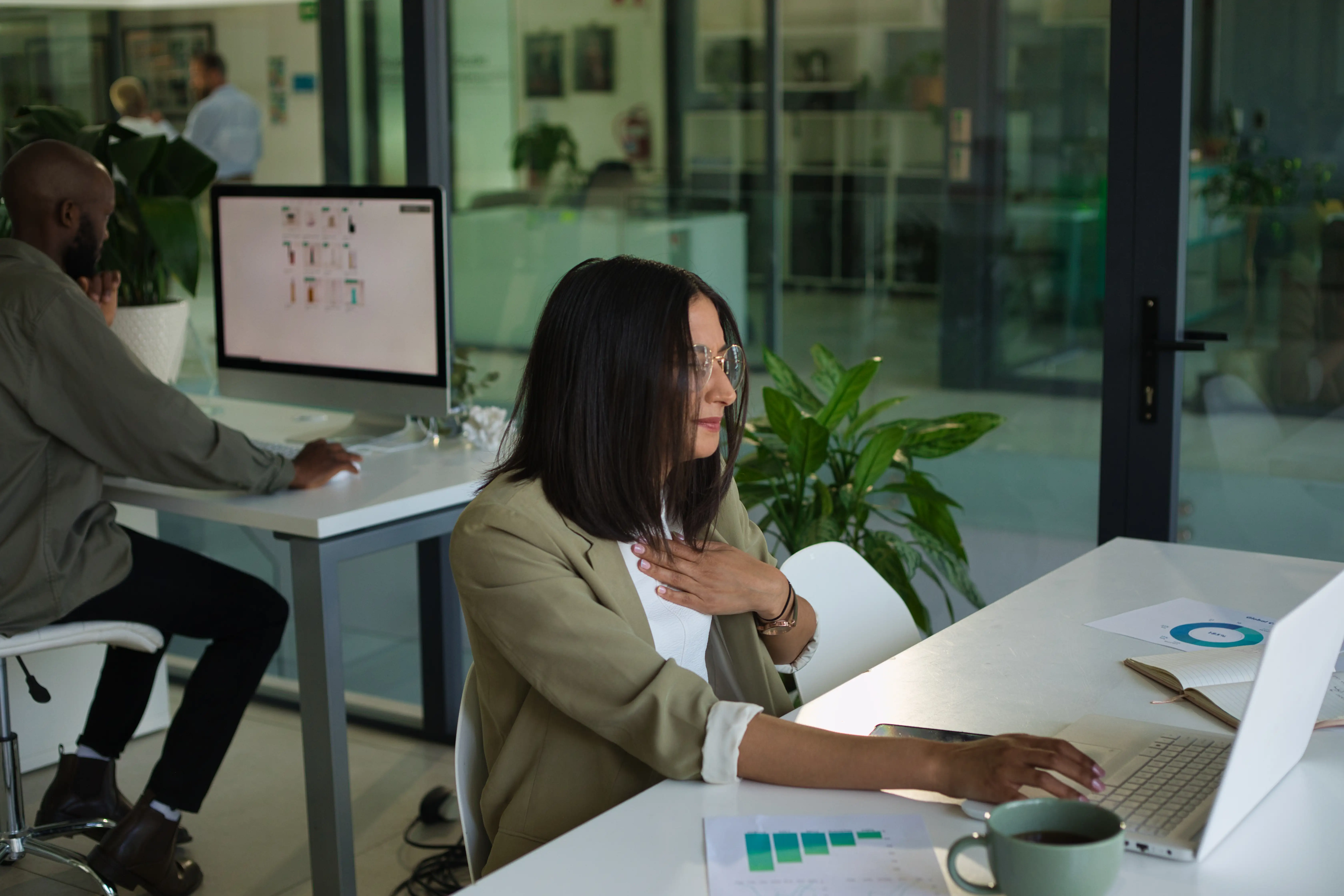 Businesswoman feeling sick at work