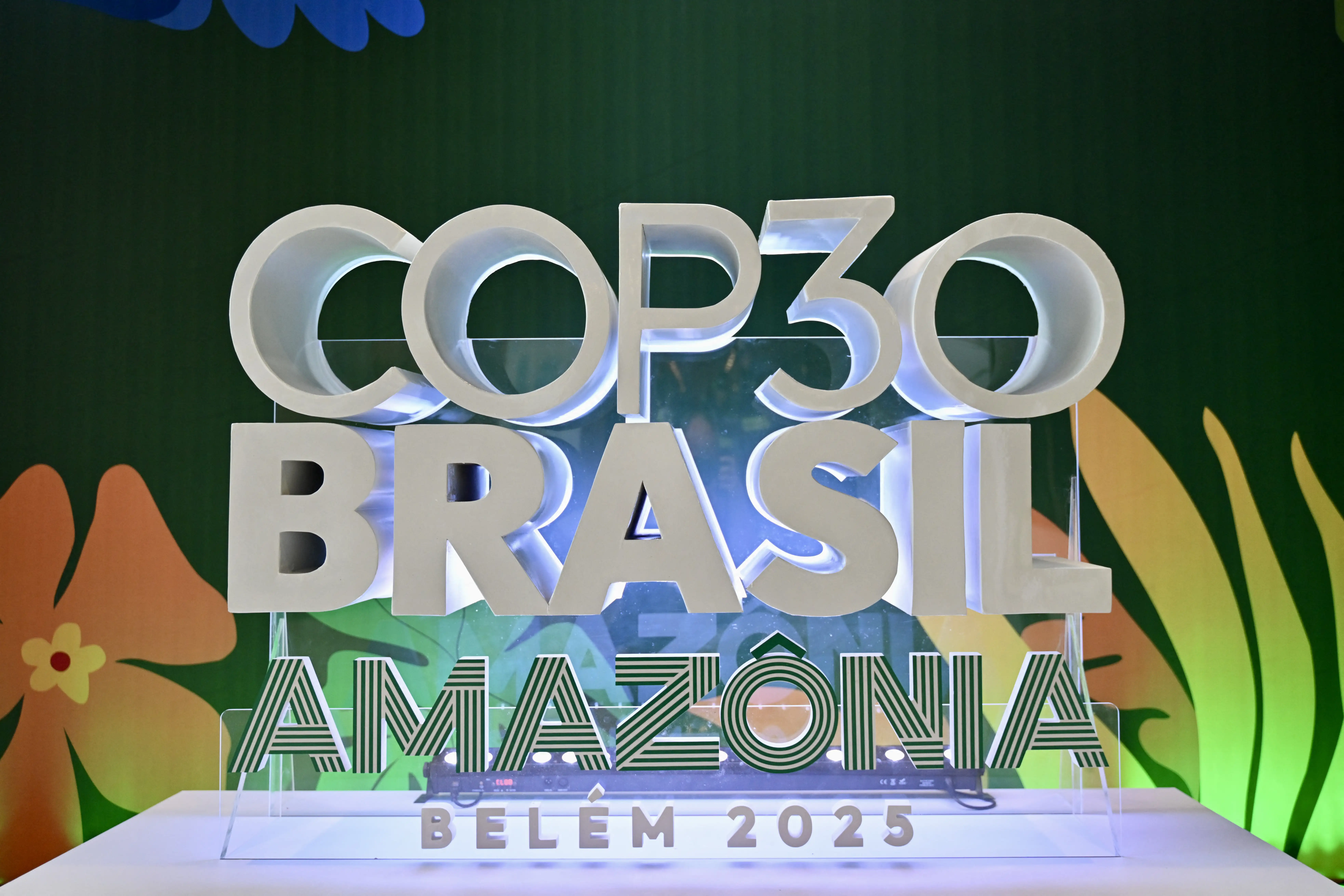 A banner with the COP30 UN Climate Change Conference logo.