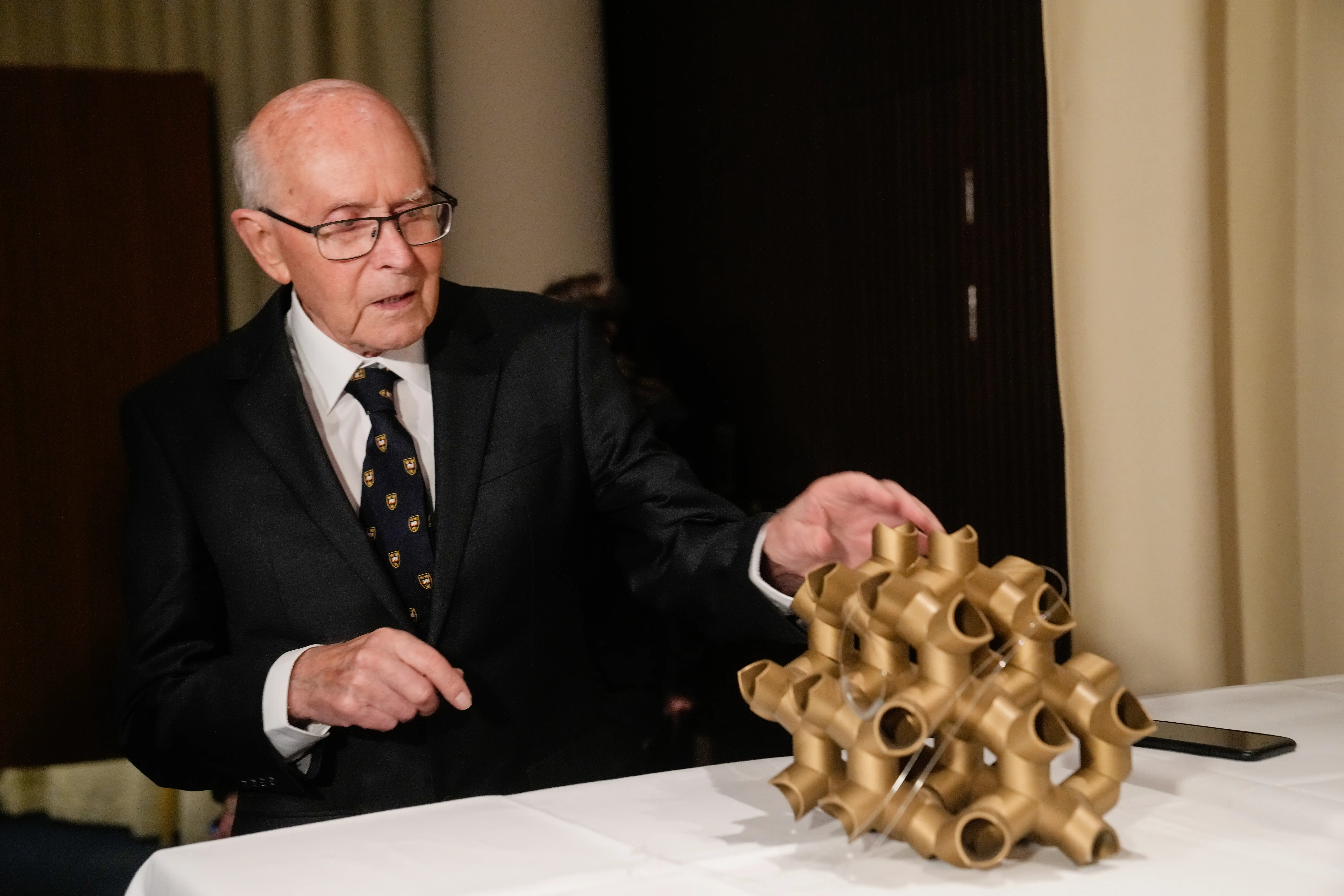 Portrait of Professor Robson with his model donated to the Nobel Prize Museum in Stockholm