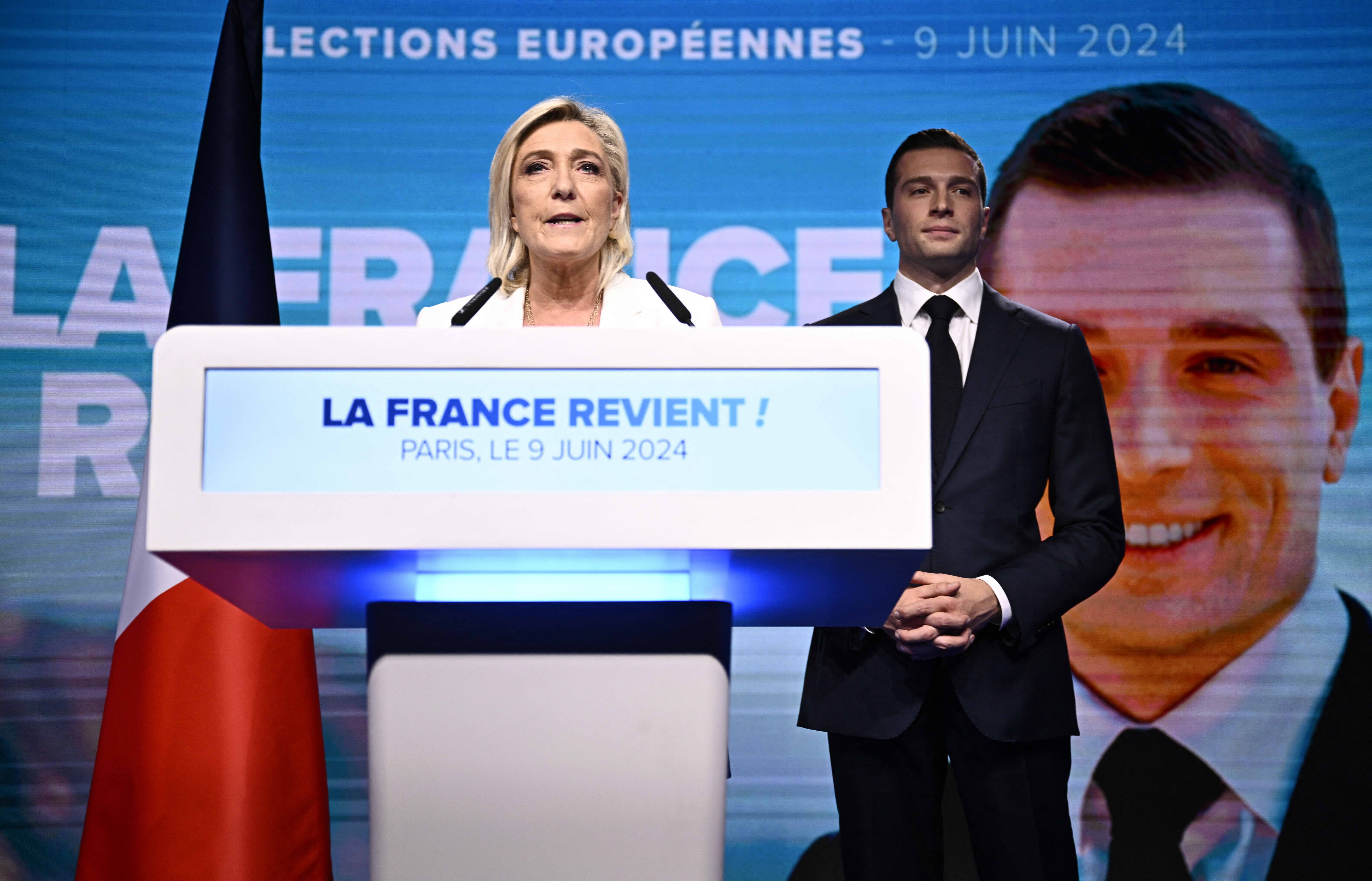 French far-right Rassemblement National (NR) party leader Marine Le Pen 