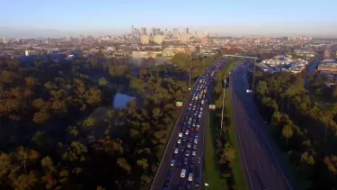 Heavy traffic on highway into Melbourne