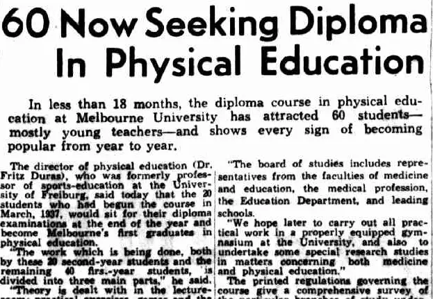 An extract of a newspaper article on physical education