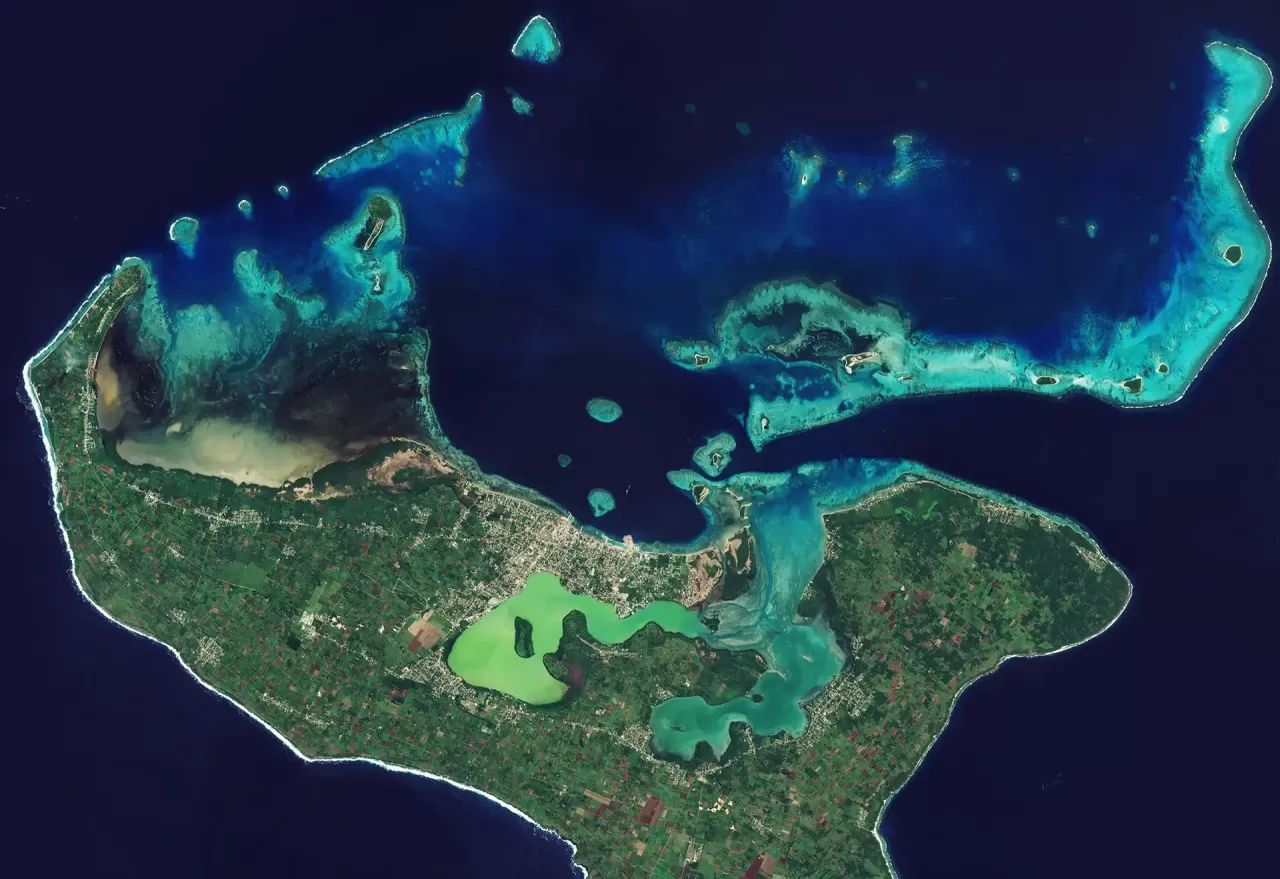 A satellite image of Tonga