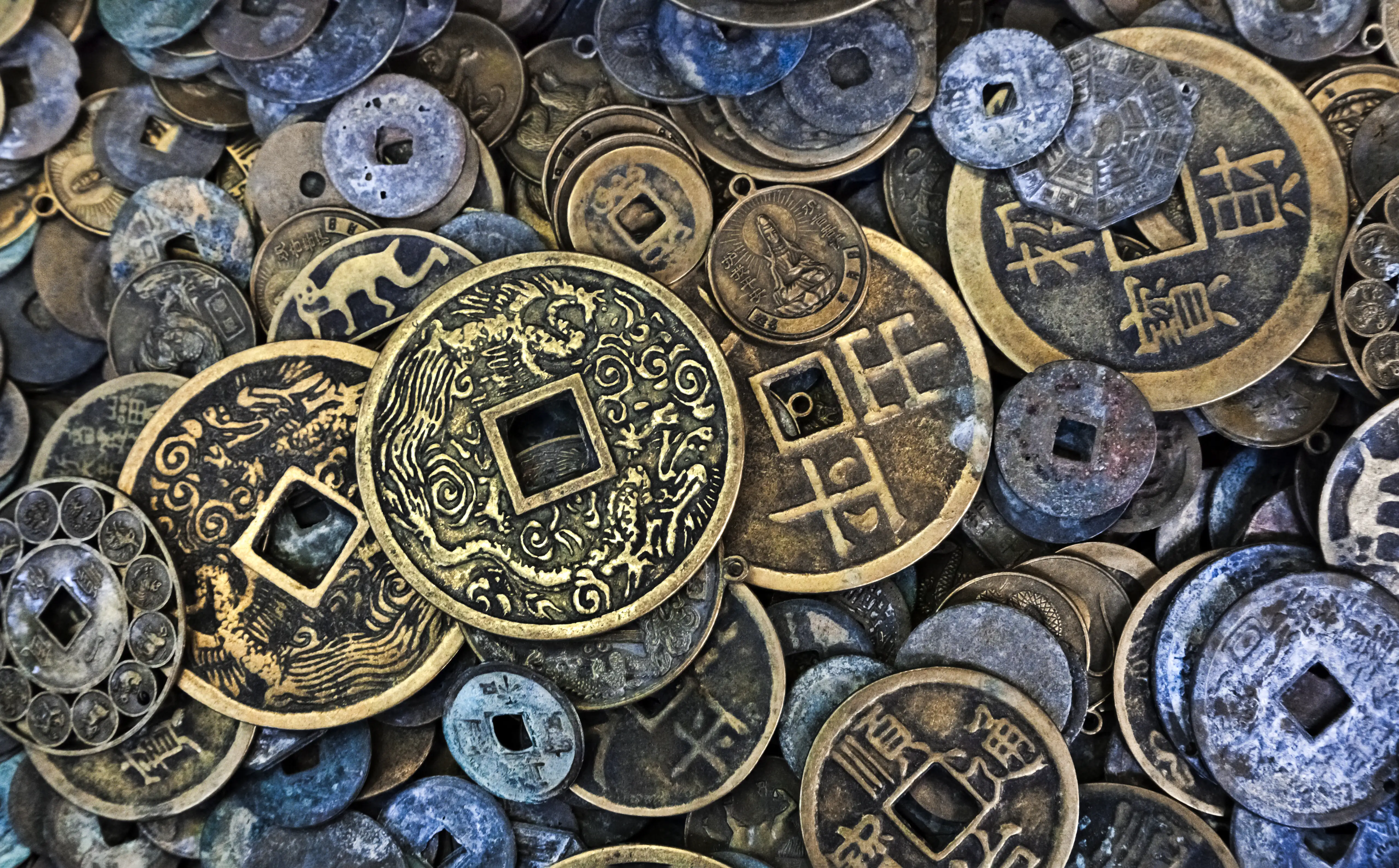 Close up of Vietnamese coins