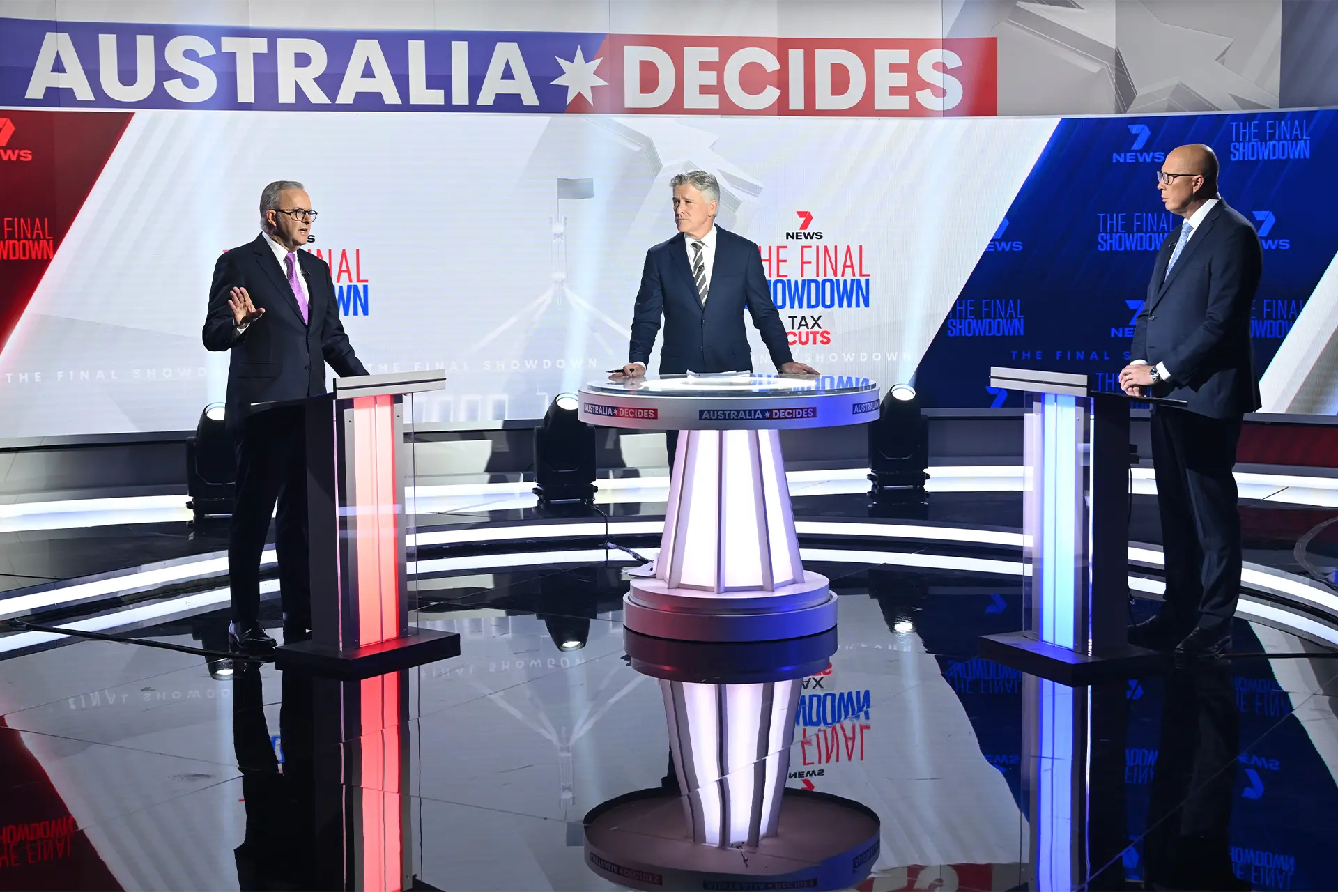Prime Minister Anthony Albanese (left) and Opposition Leader Peter Dutton (right) during the final leaders' debate