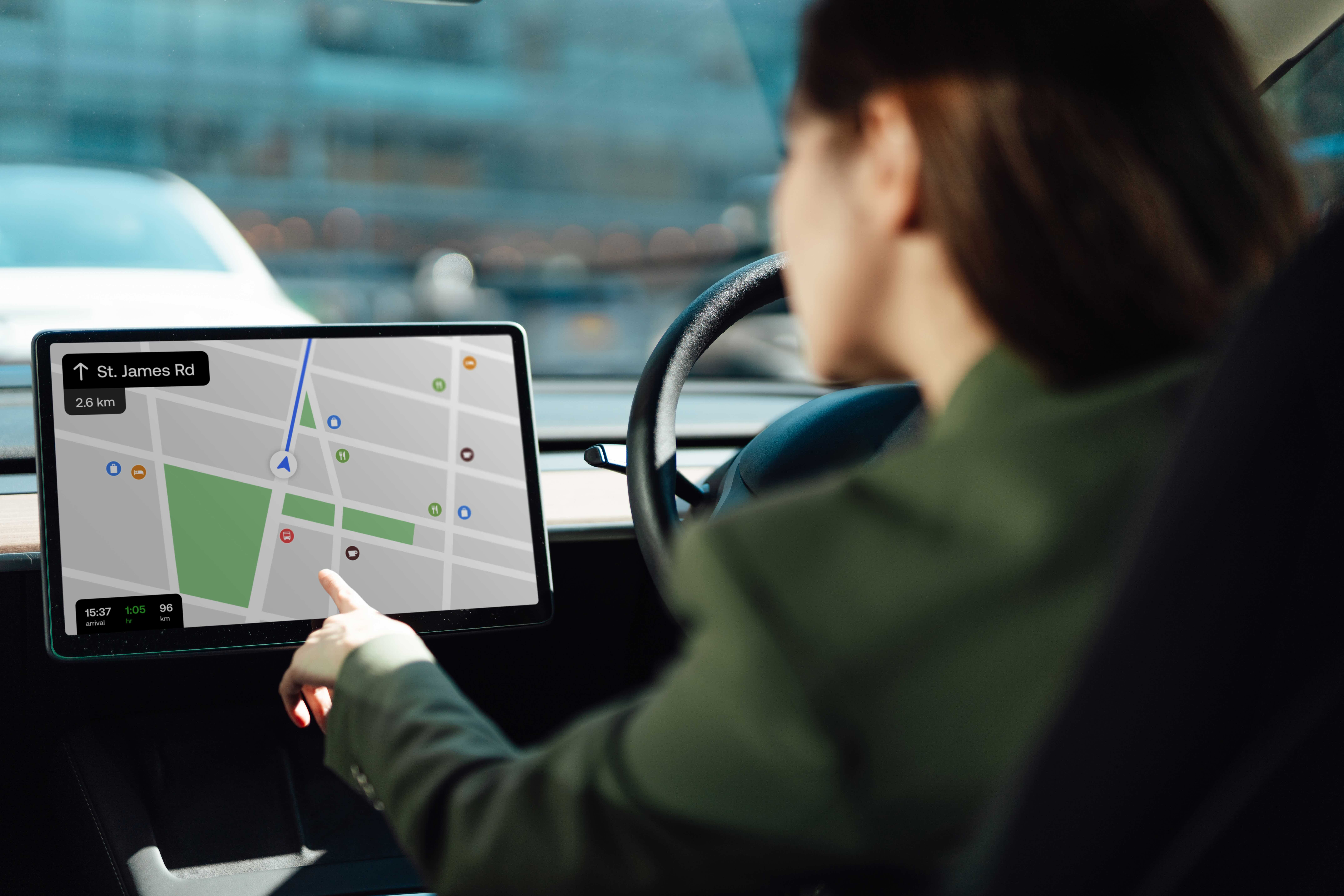 Woman car sat nav