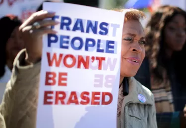 Activists from the National Center for Transgender Equality, partner organizations and their supporters hold a 'We Will Not Be Erased' rally in front of the White House