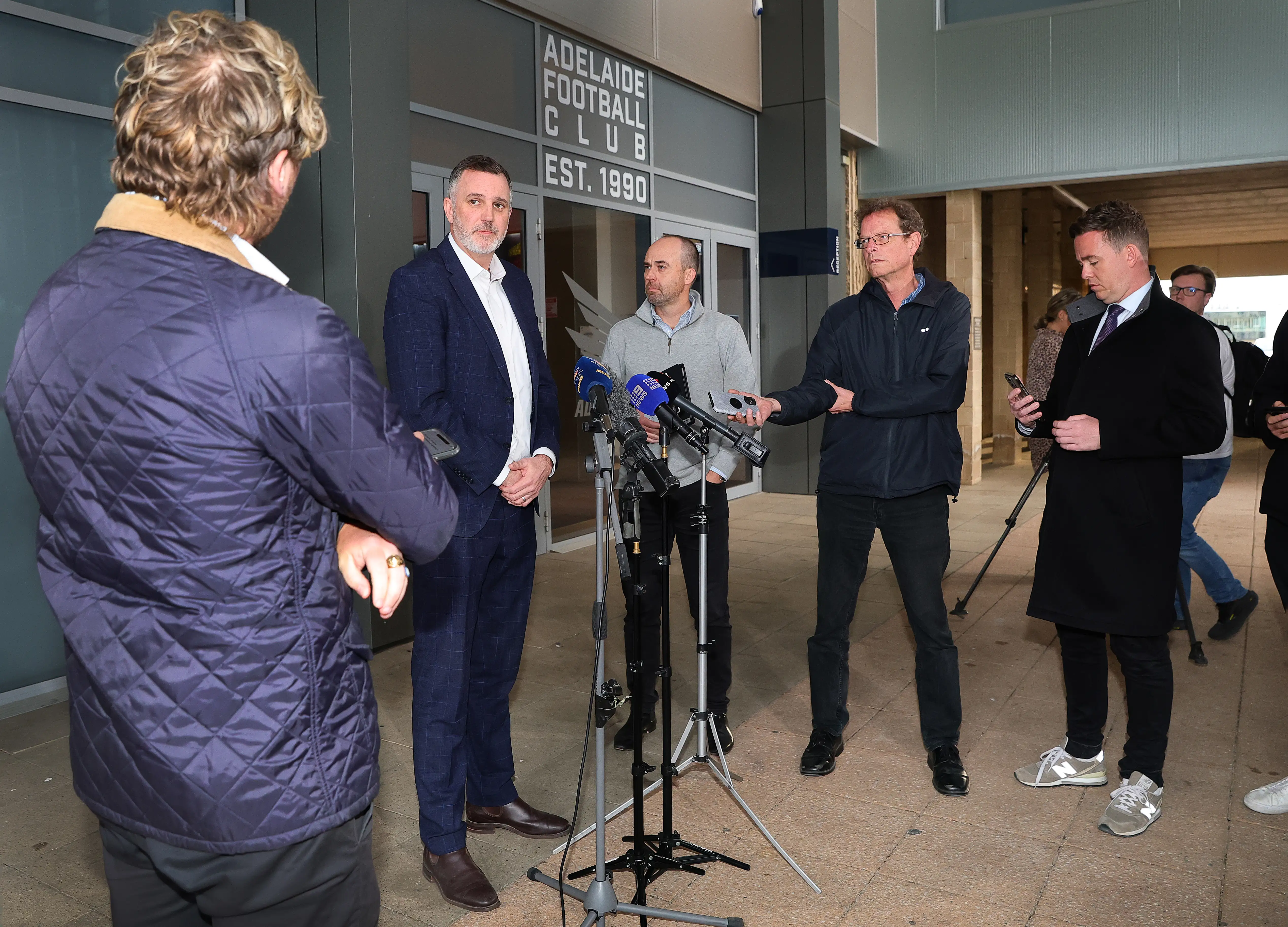 Adelaide Crows CEO Tim Silvers during a press conference at West Lakes in August 2025.