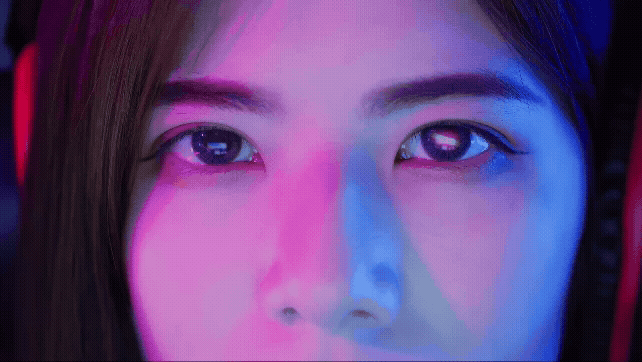 A close-up of the eyes of a young player