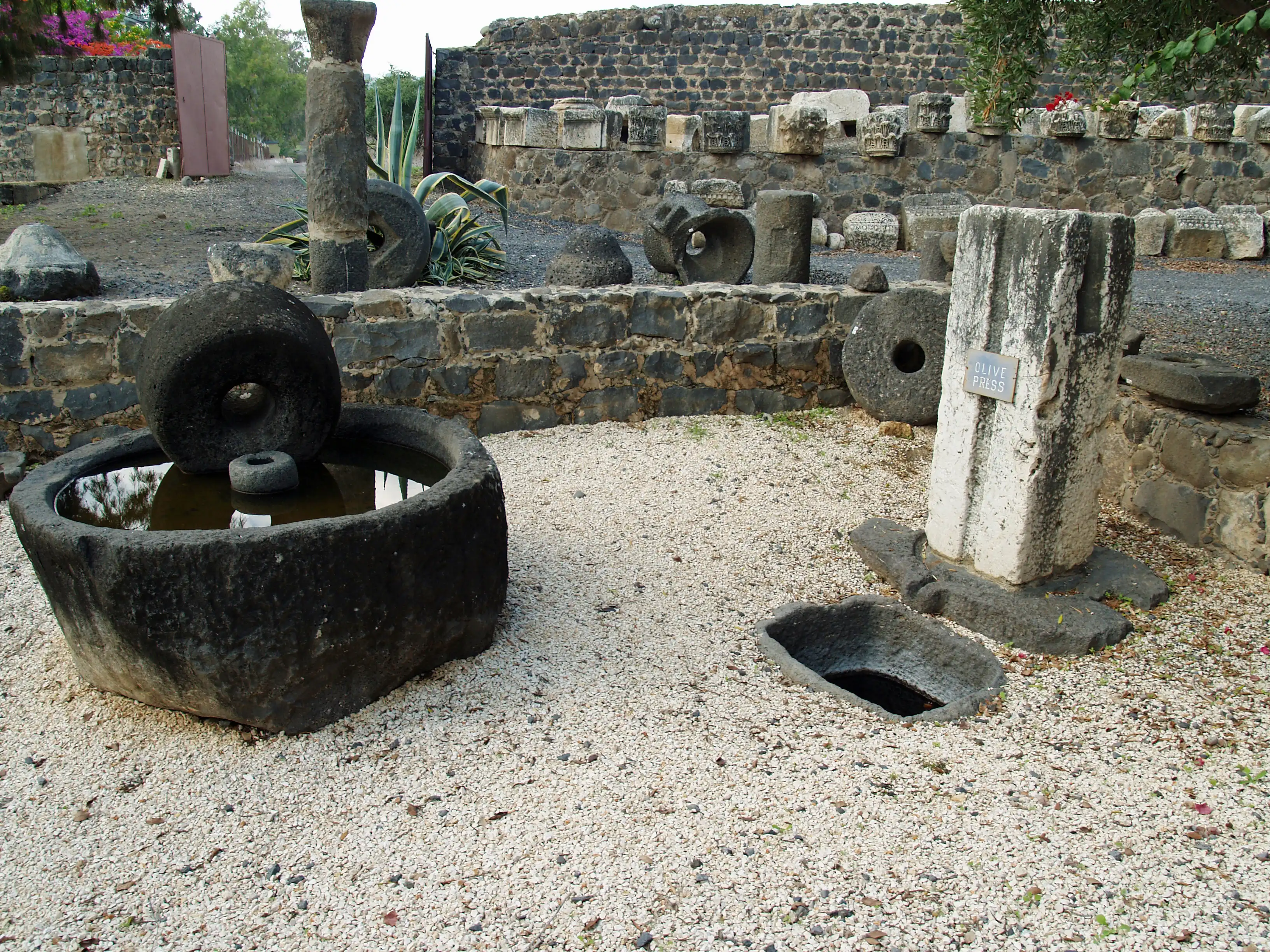 Ancient Roman olive crushing mill, of a type used up to the 20th century