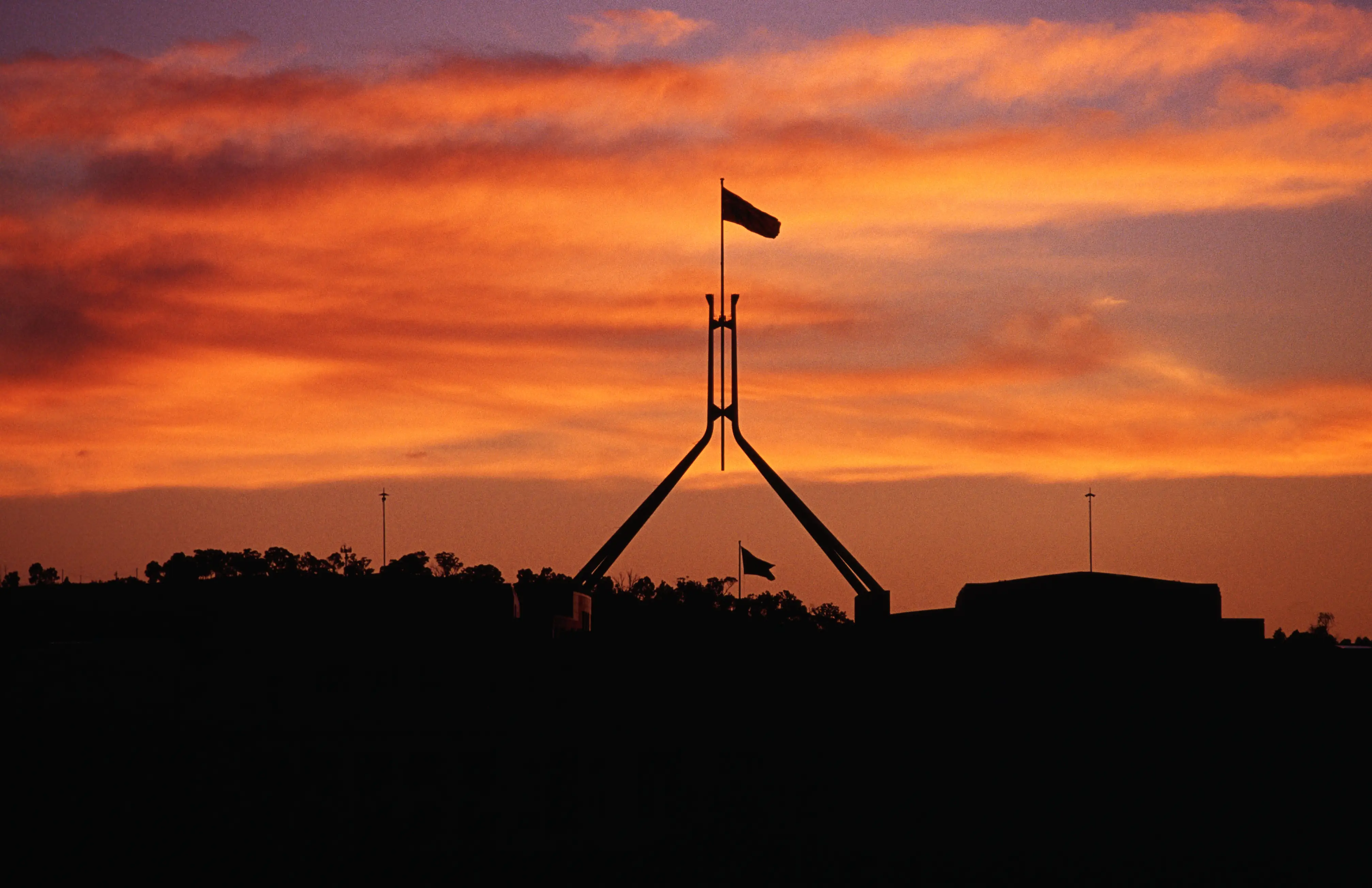 Australian Parliament House at sunset