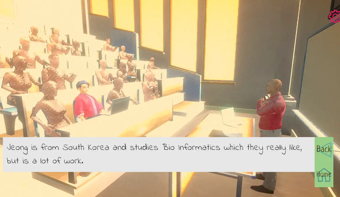 A screenshot from the game, Between the Lines