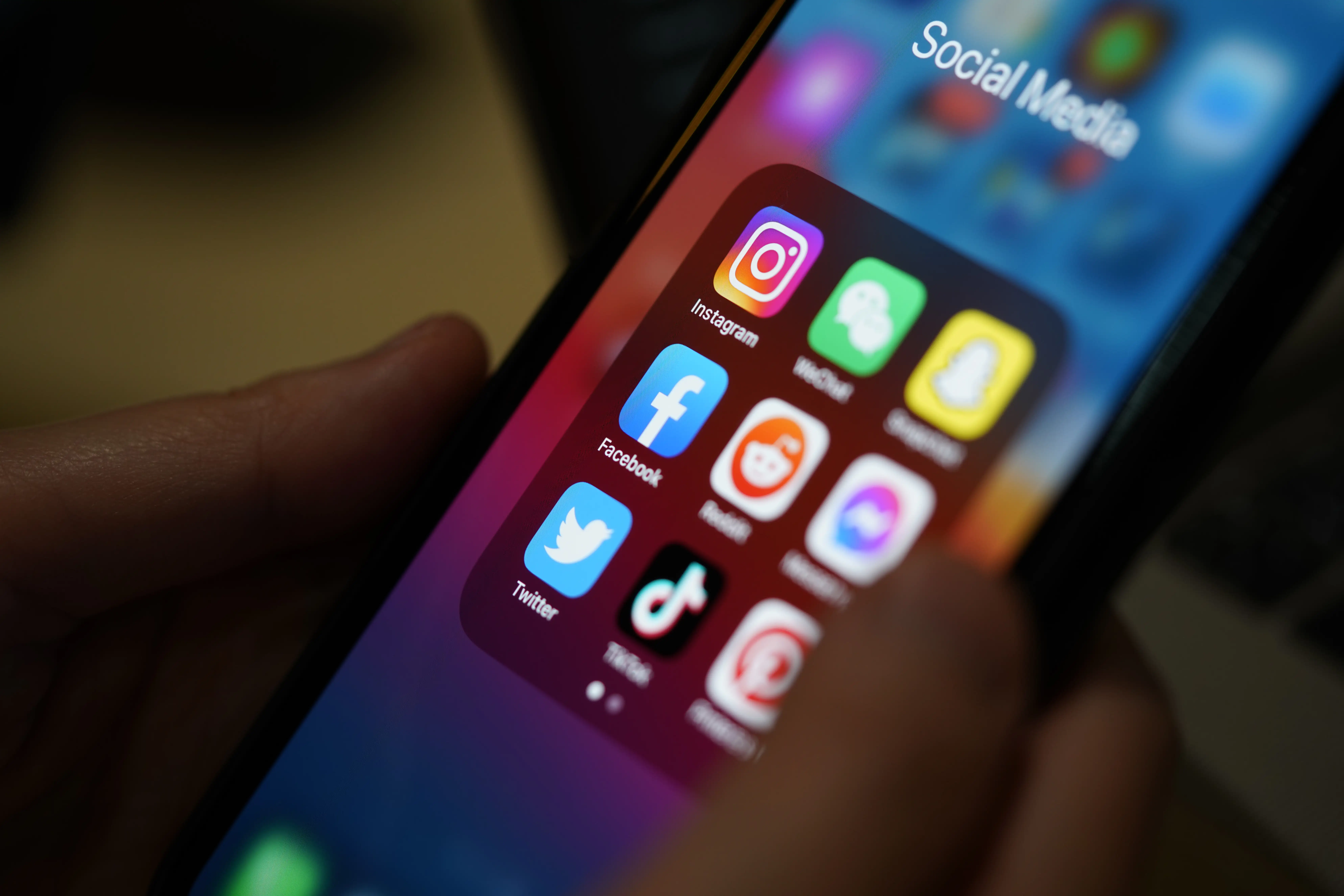 Social media application on the smartphone screen