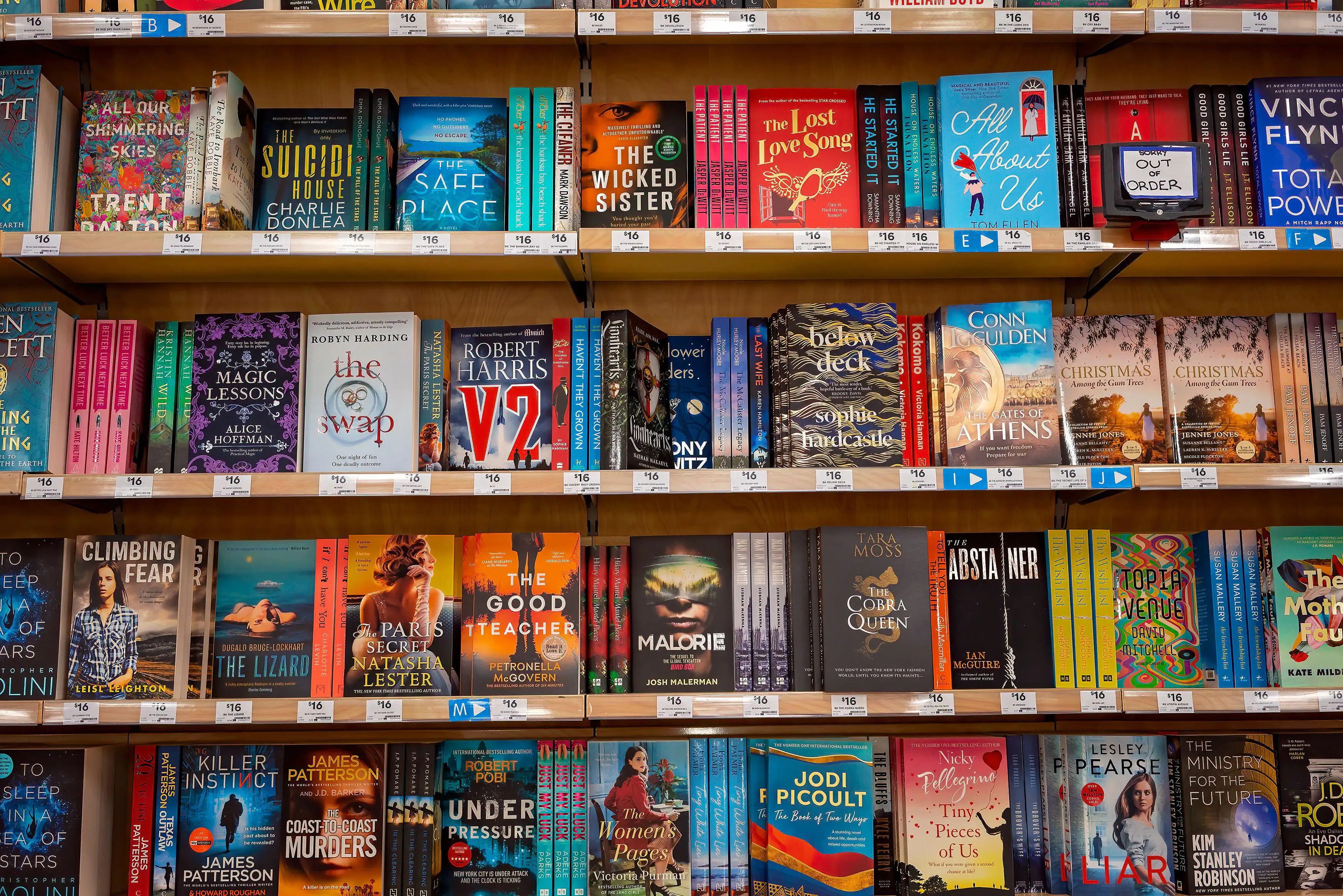 A display of books in an Australian bookshop