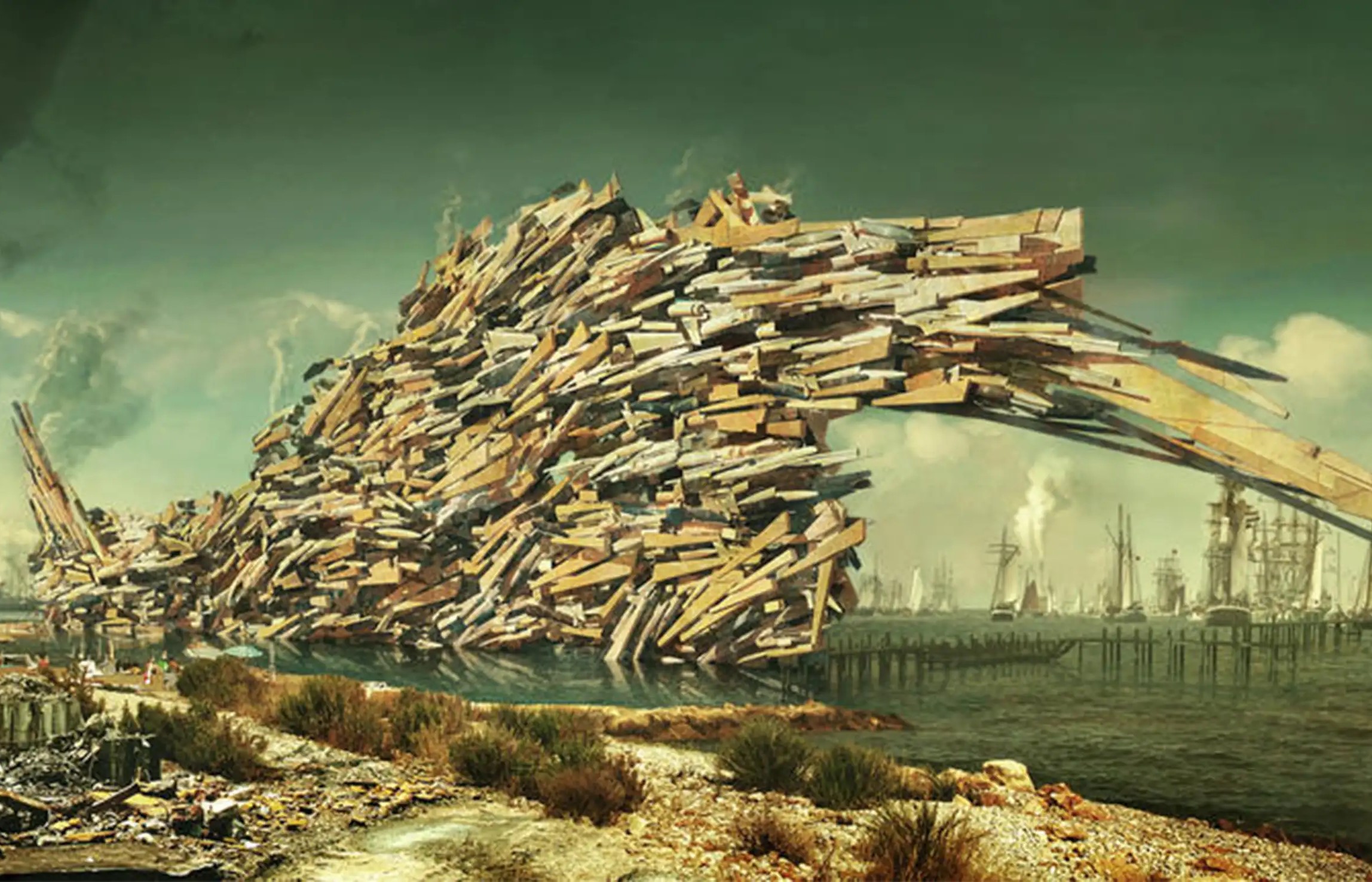 Drawing of a building that looks like a pile of rubbish