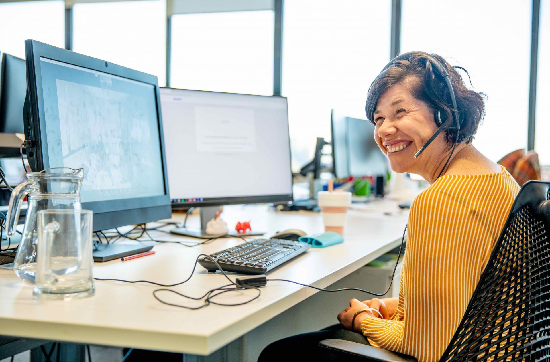 Woman smiling at work