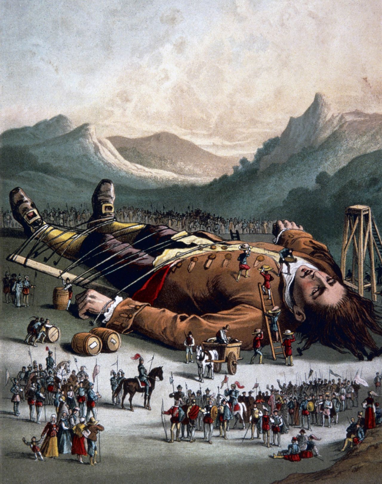 Gulliver's Travels_illustratuion of Gulliver tied down